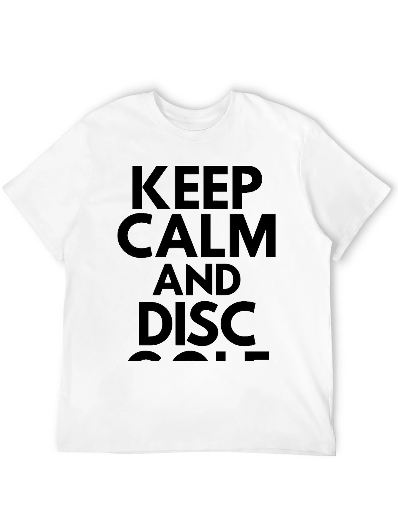 Black Keep Calm & Disc Golf Tee - Funny Disc Golf T-Shirt view 12