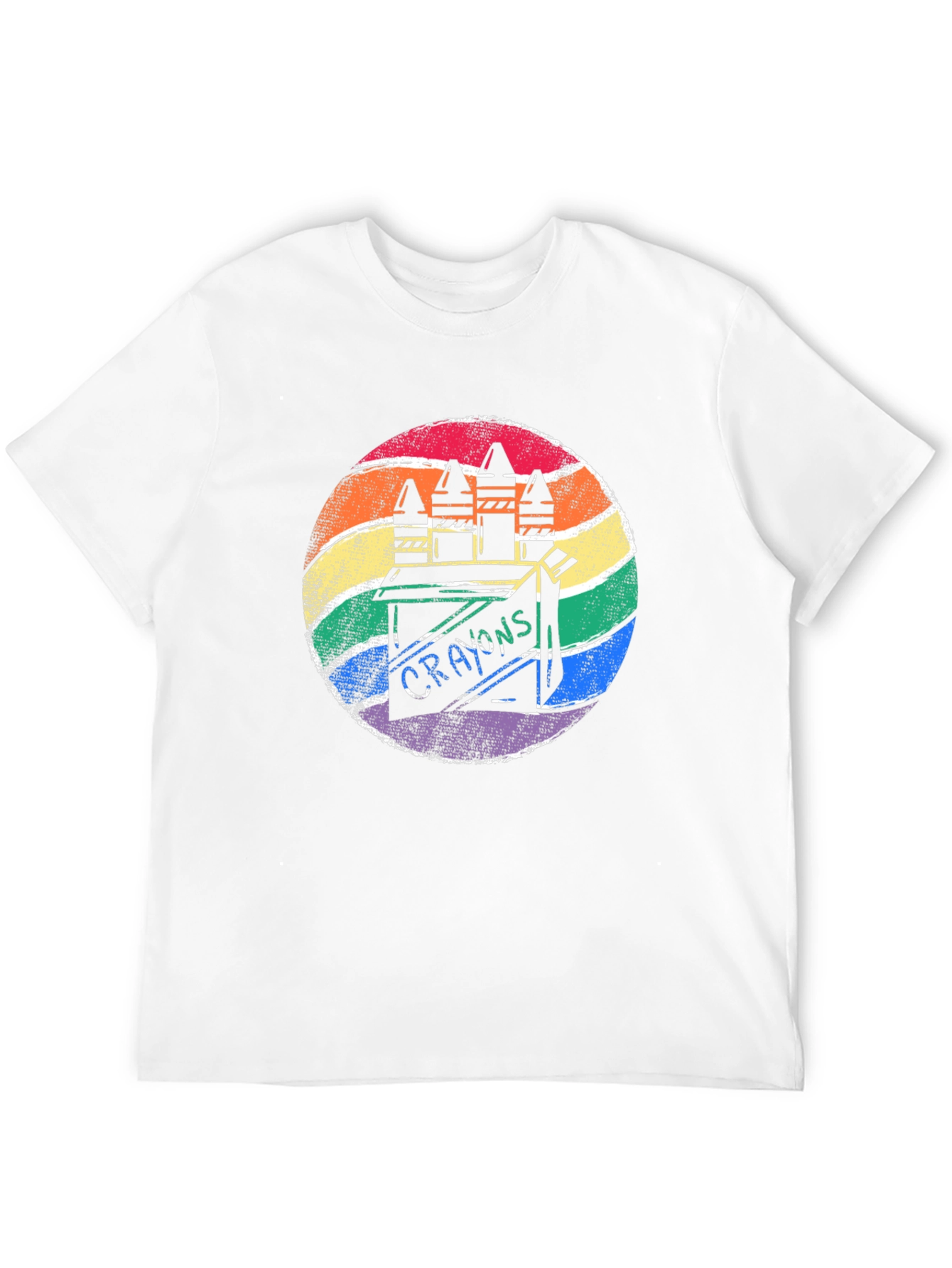 Black Retro Rainbow Crayon Box T-Shirt view 12