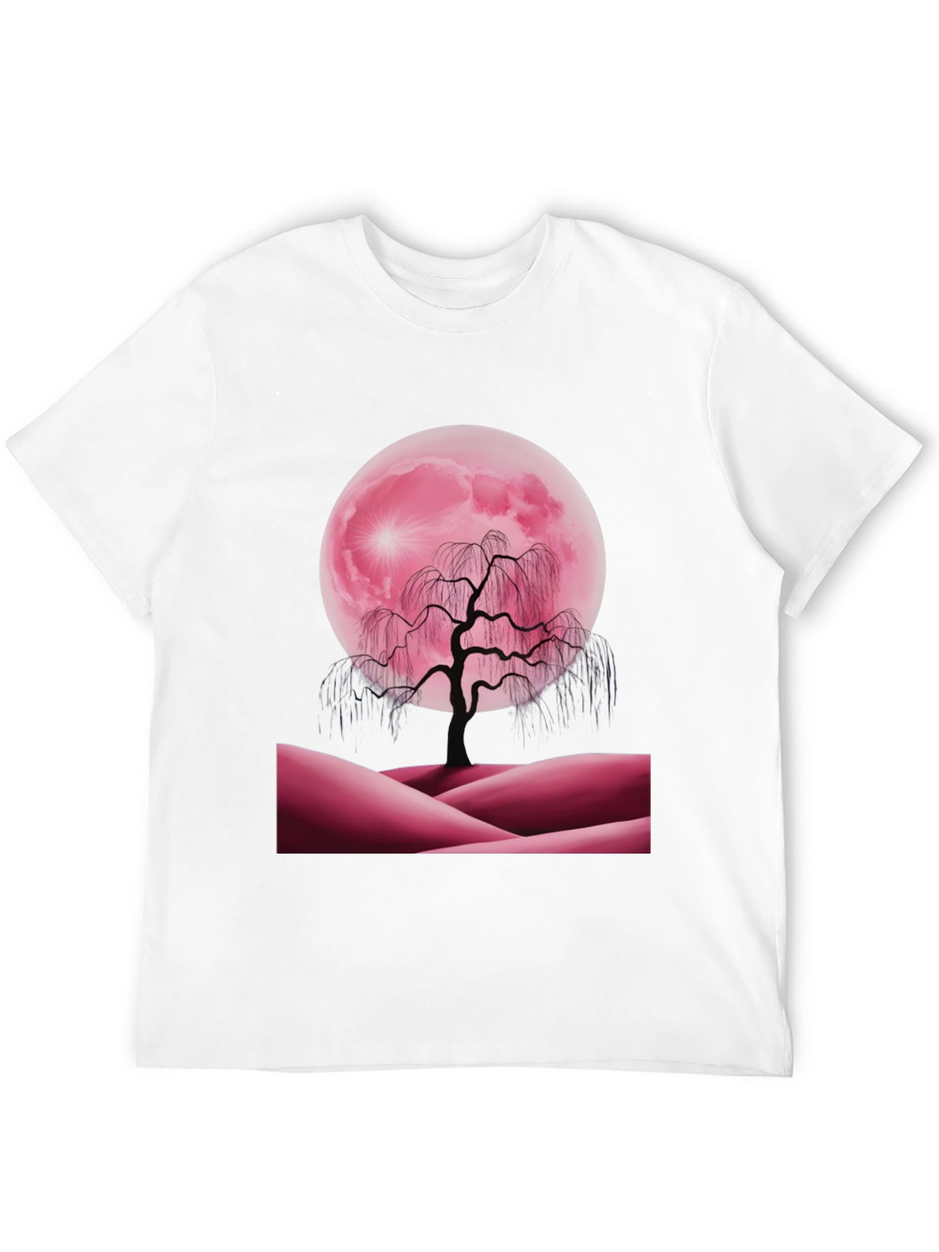 Black Pink Moon Tree Graphic Tee view 12