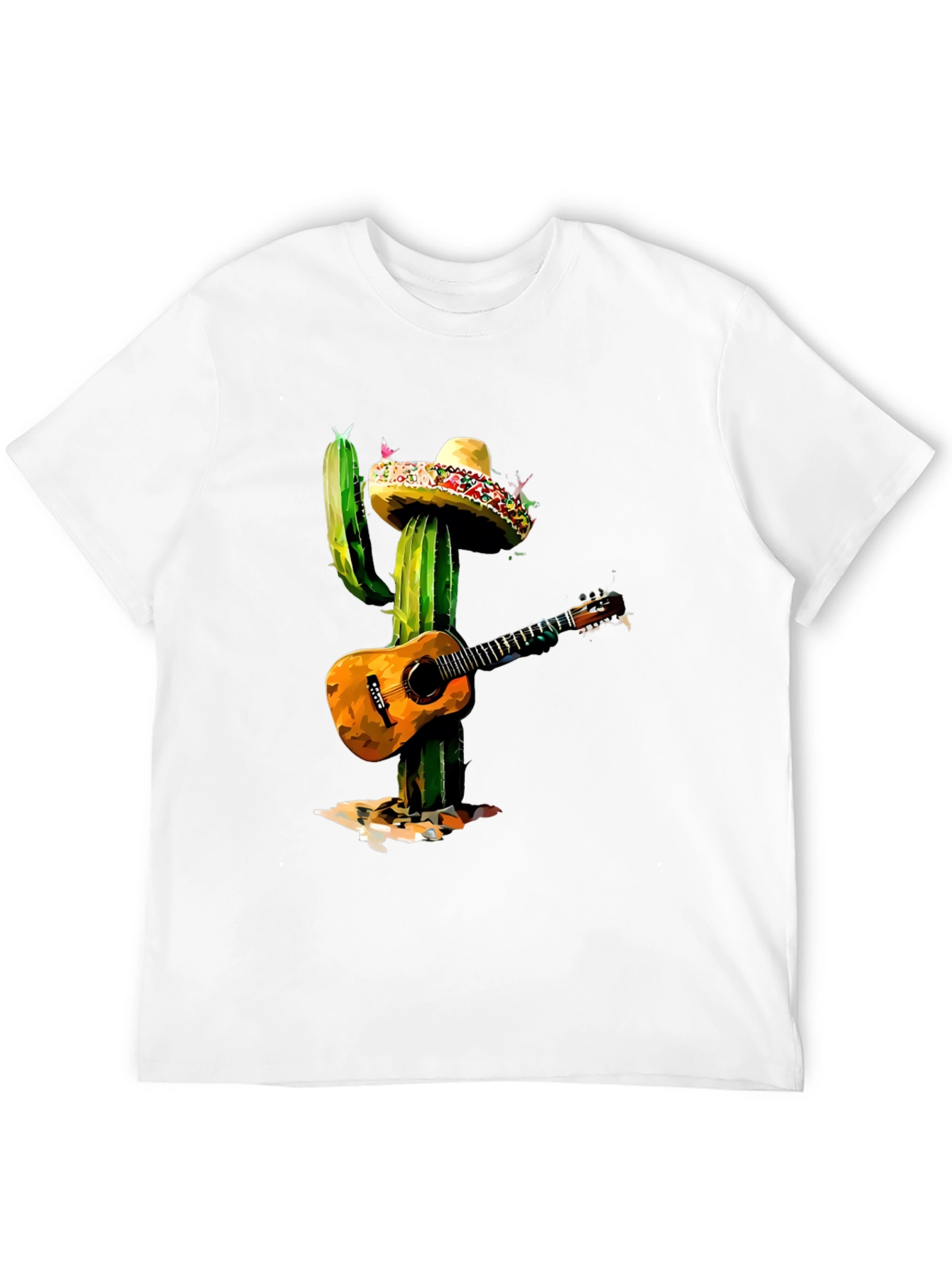 Black Cactus Mariachi T-Shirt - Guitar Playing Desert Plant Tee view 12