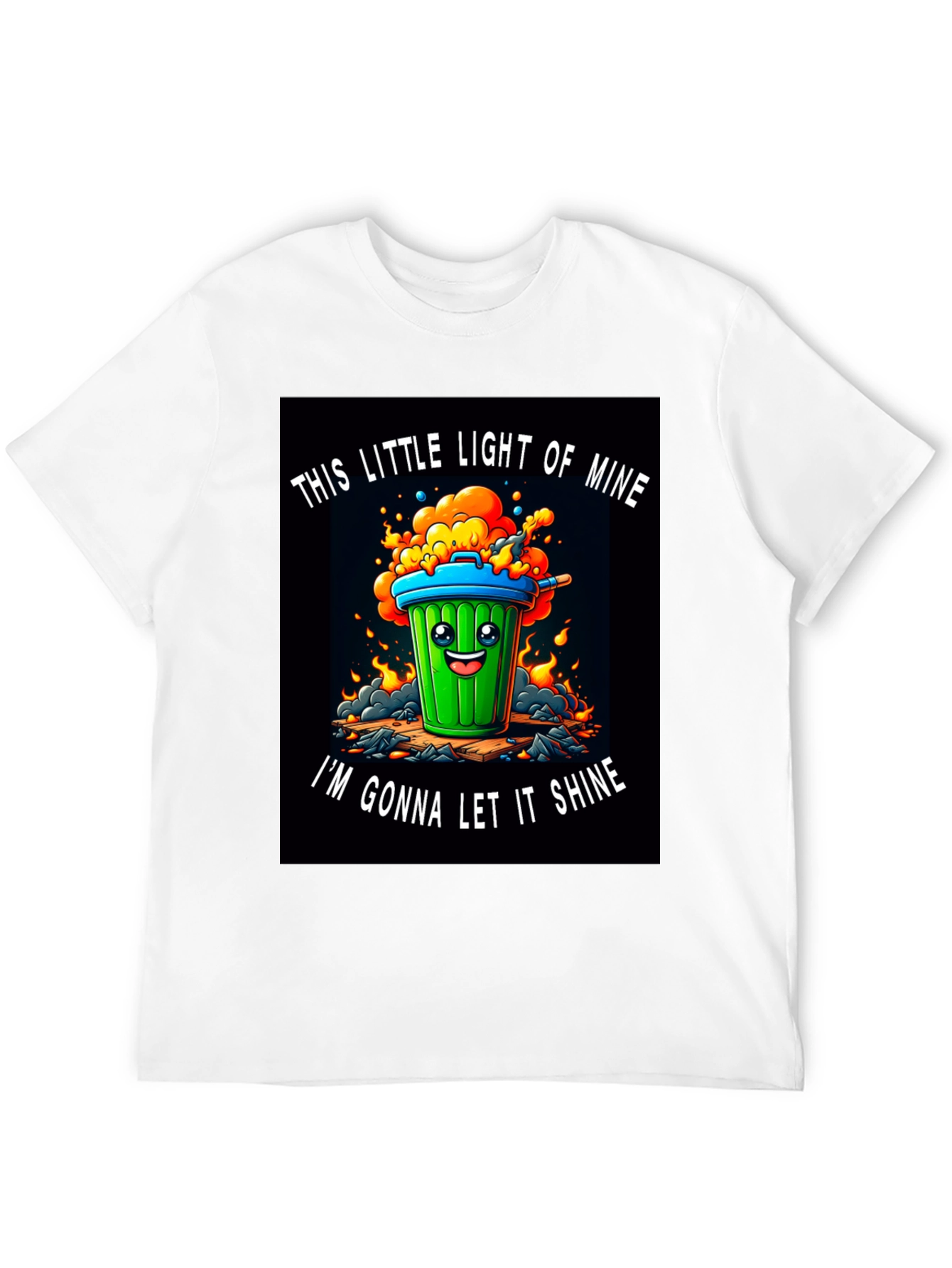 Black Funny Trash Can T-Shirt - Let it Shine! view 12