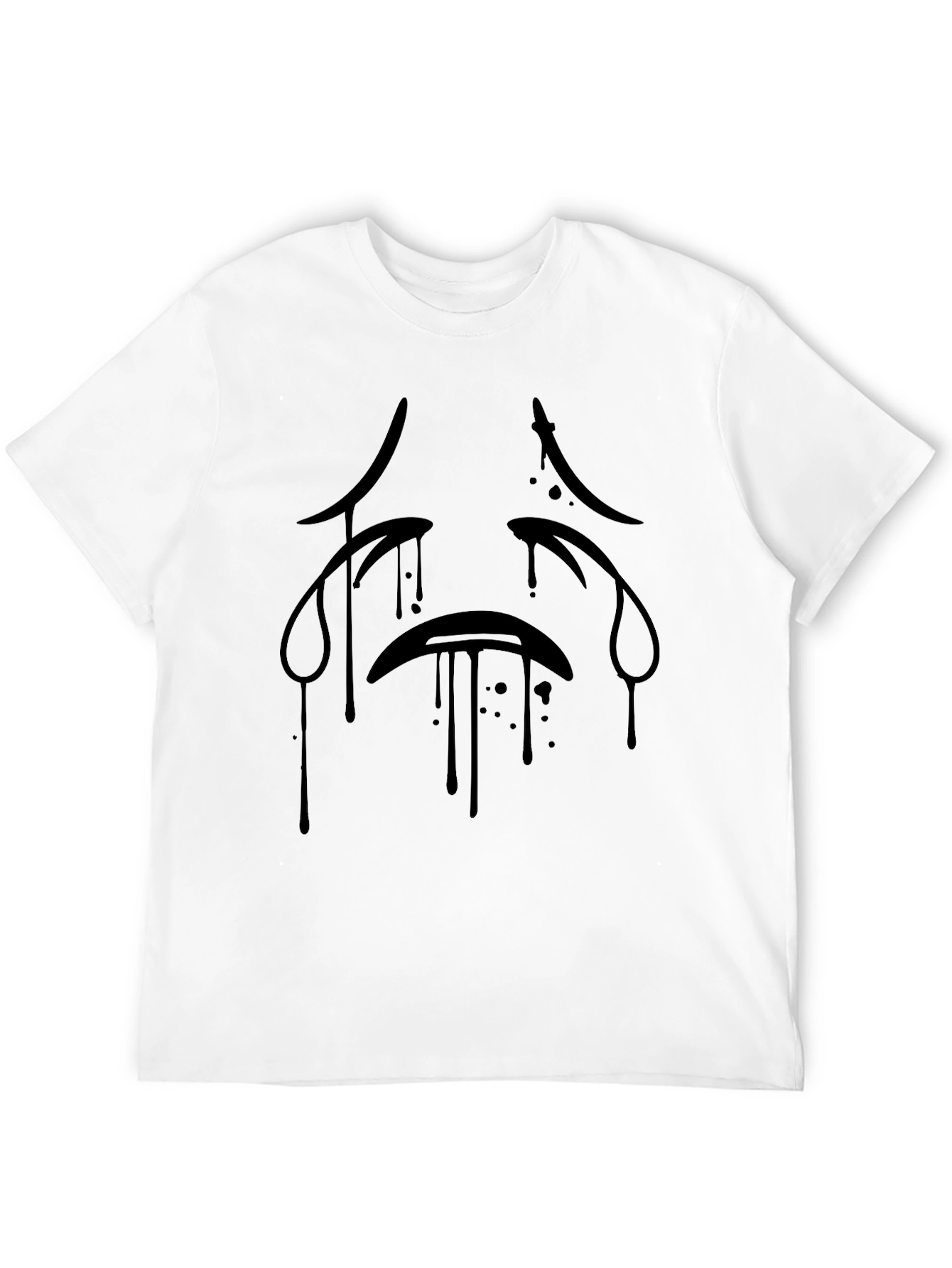 Black Sad Face Graphic Print T-Shirt - Men's Black Tee view 12