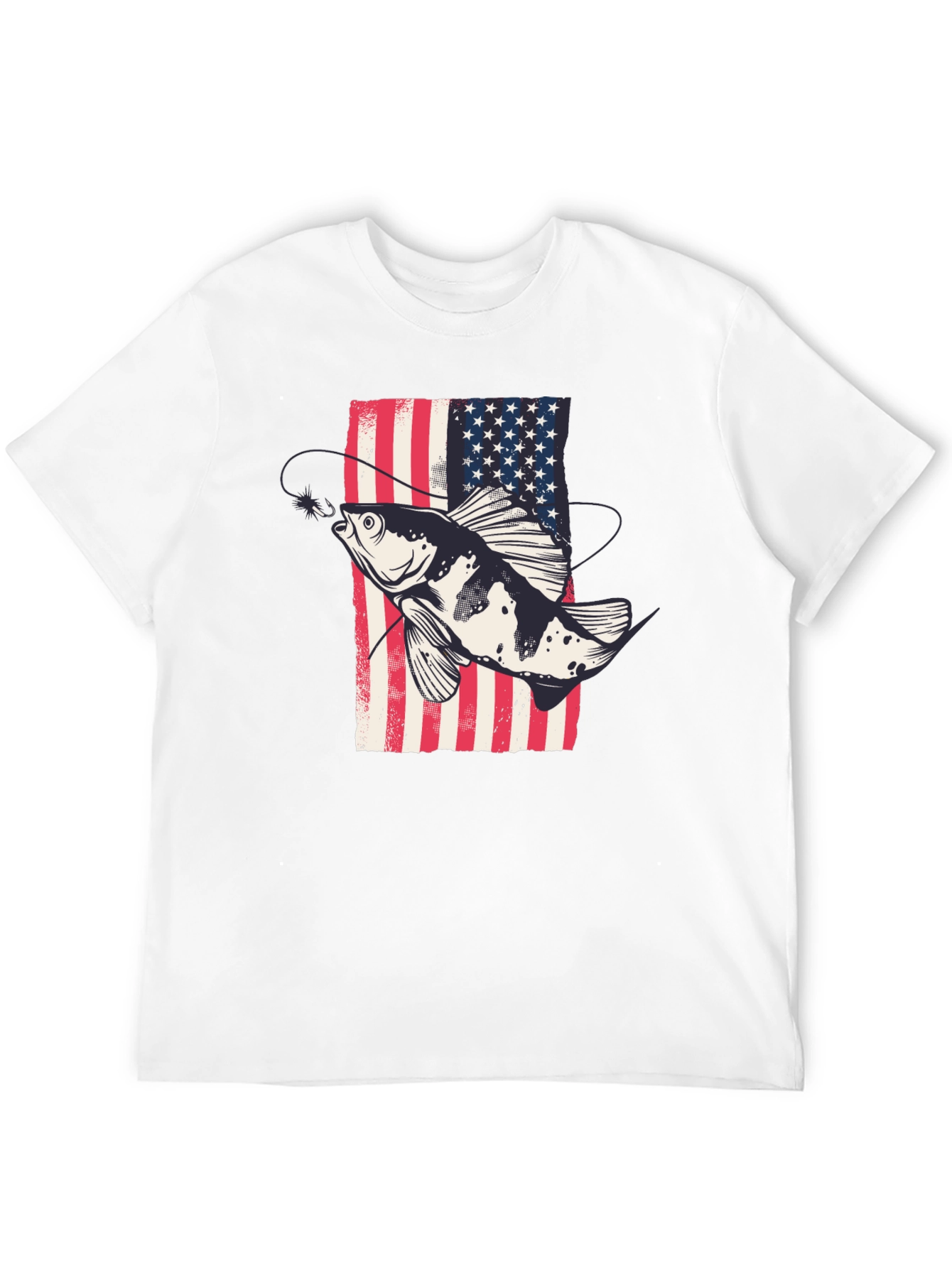 Black American Flag Fish Graphic Tee - Patriotic Angler Shirt view 12