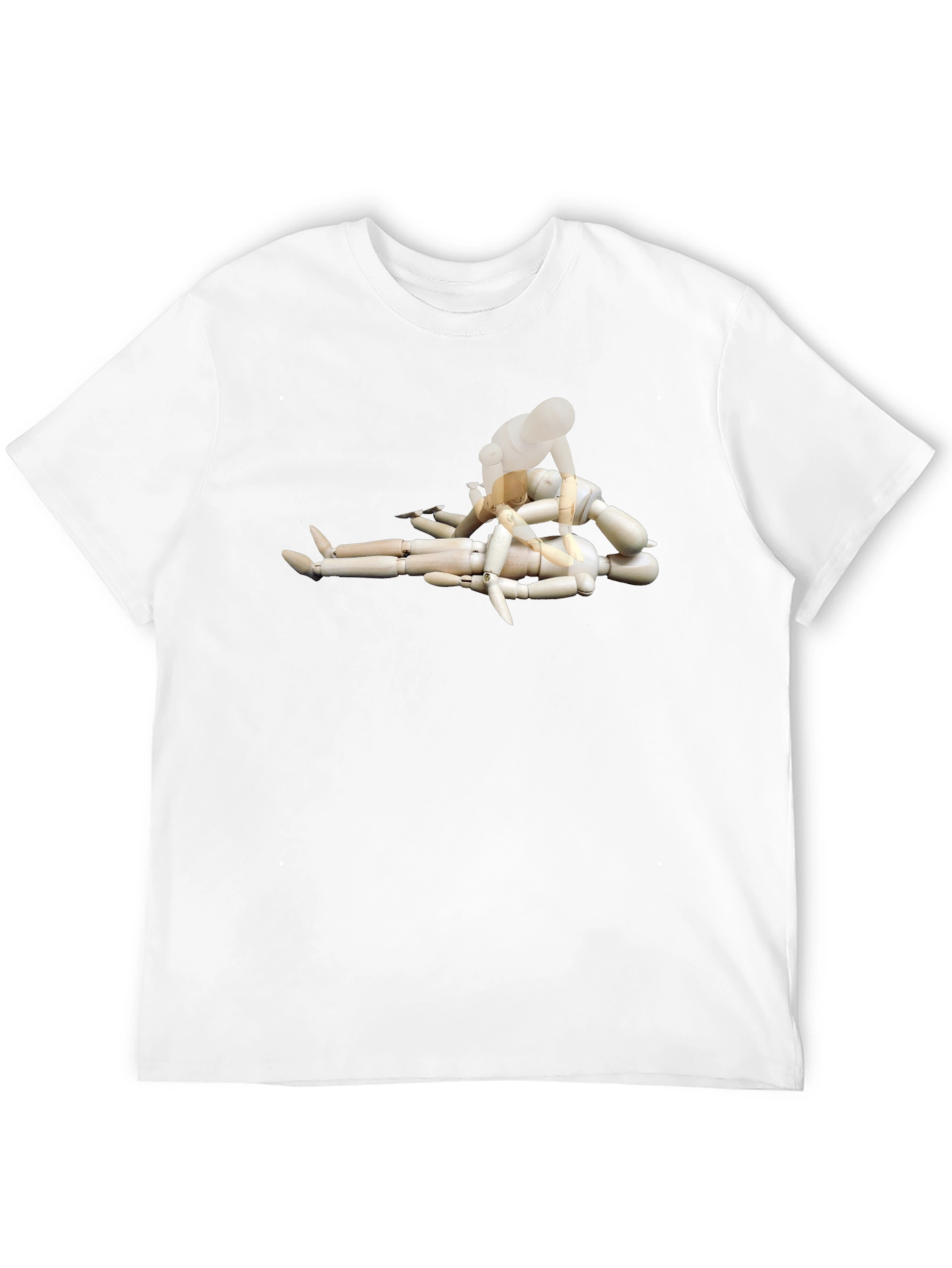 Black Man's Black Tee with Mannequin Pileup Graphic view 12