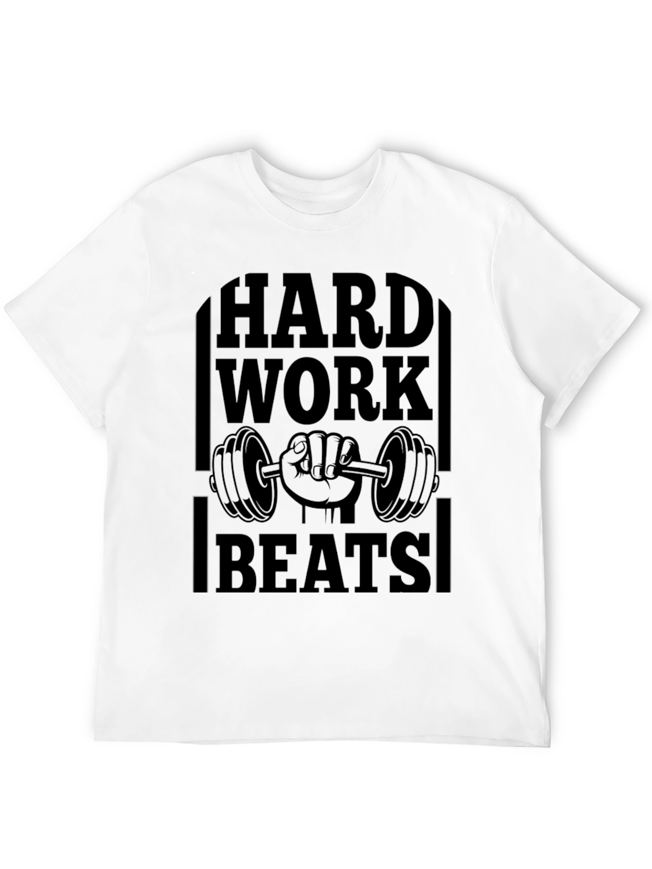 Black Hard Work Beats All Gym T-Shirt view 12