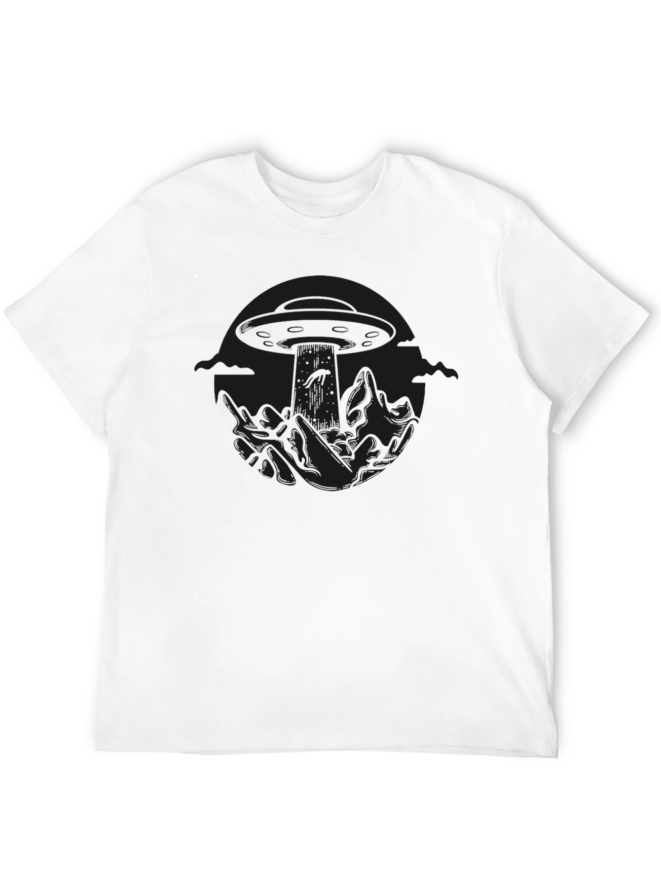 Black UFO Graphic Tee - Men's Short Sleeve Crew Neck T-Shirt view 12