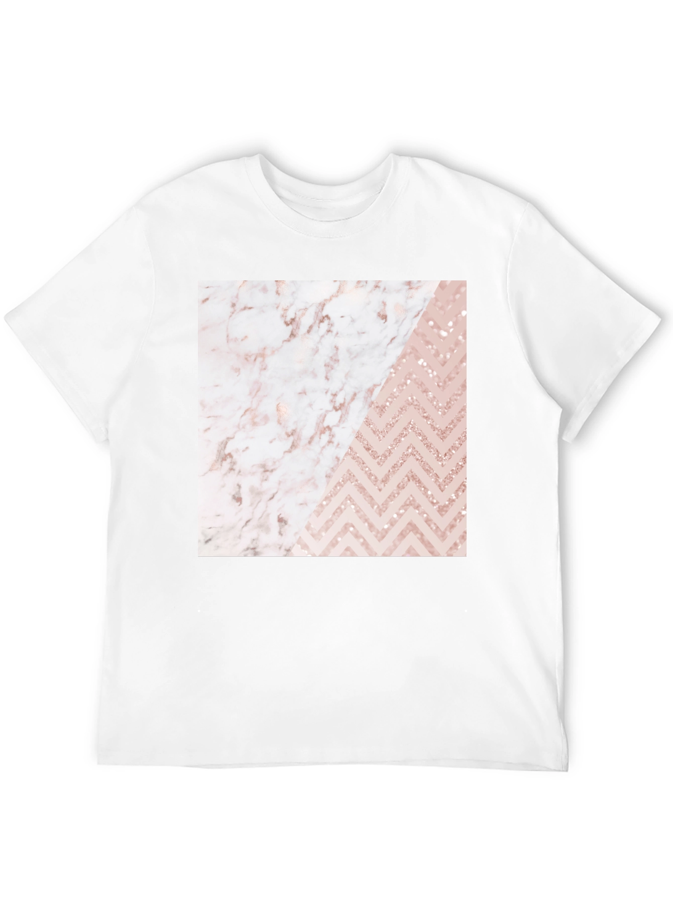 Black Modern Marble & Chevron Graphic T-Shirt view 12