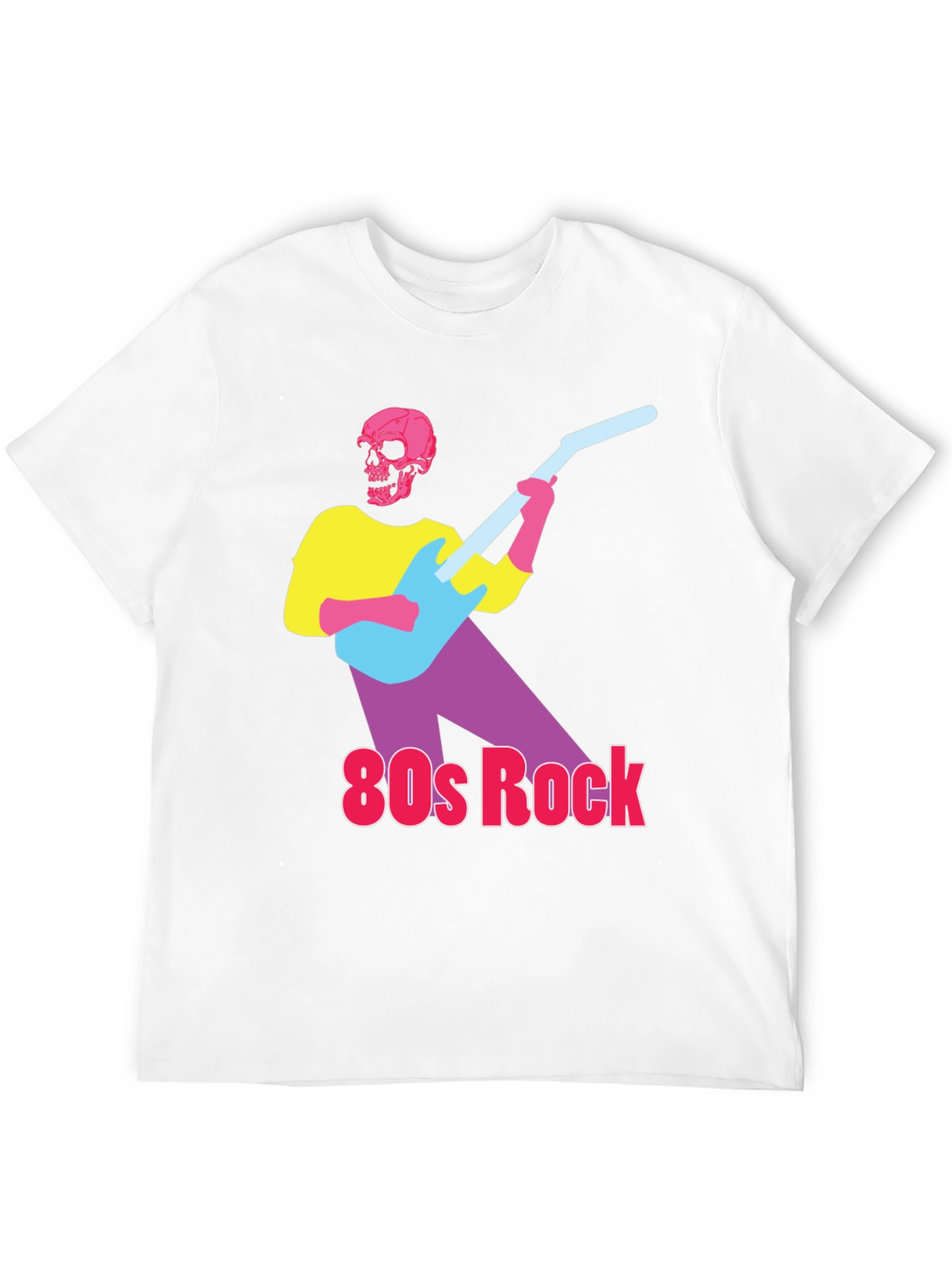 Black 80s Rock Skeleton Guitarist Graphic Tee view 12