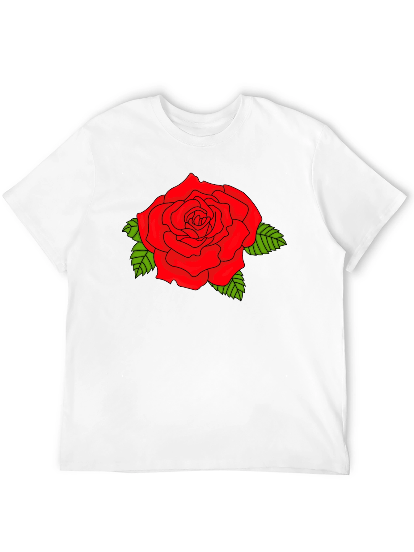 Black Bold Red Rose Graphic Black T-Shirt view 12