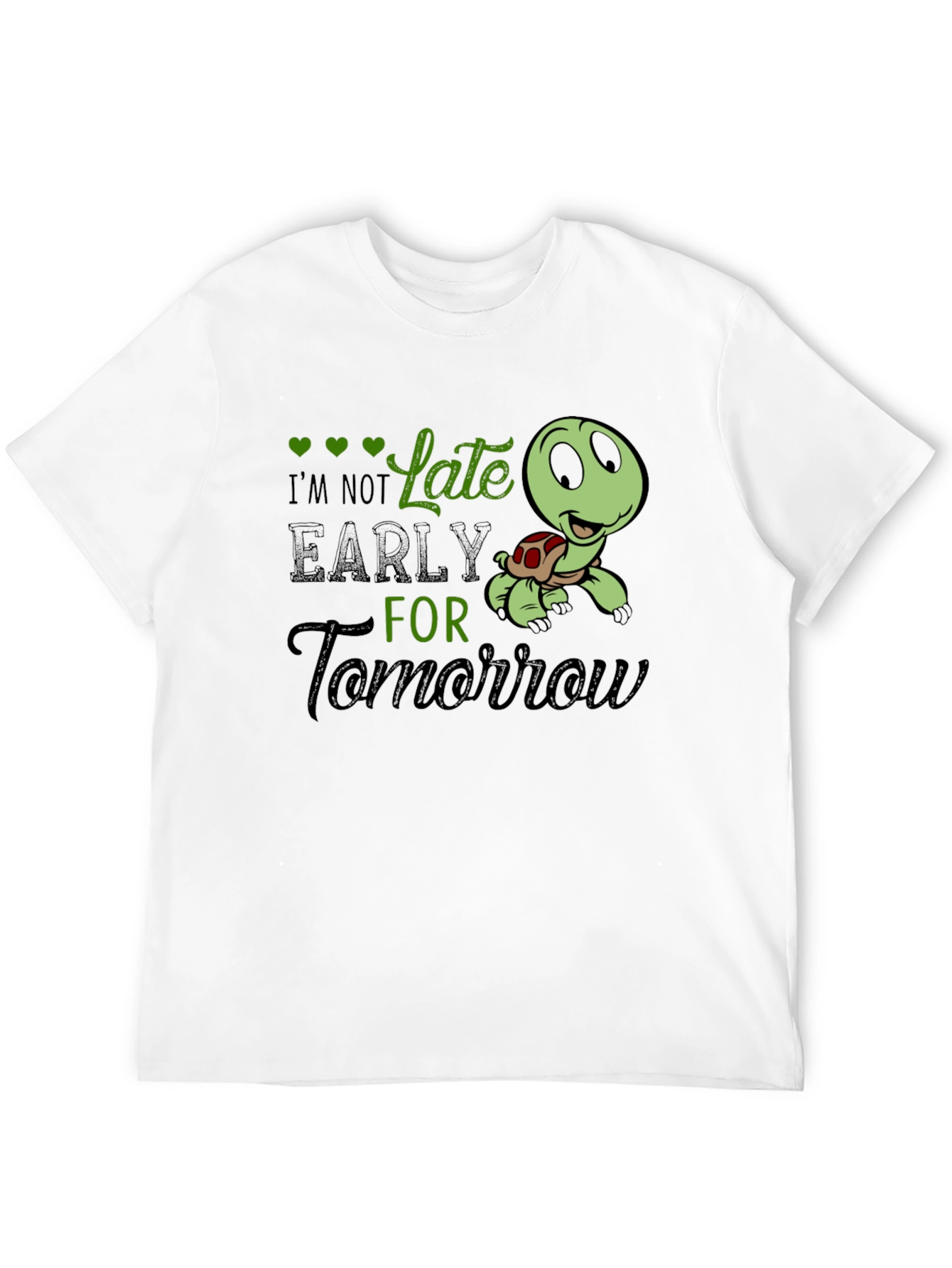 Black Funny Turtle I'm Not Late T-Shirt view 12