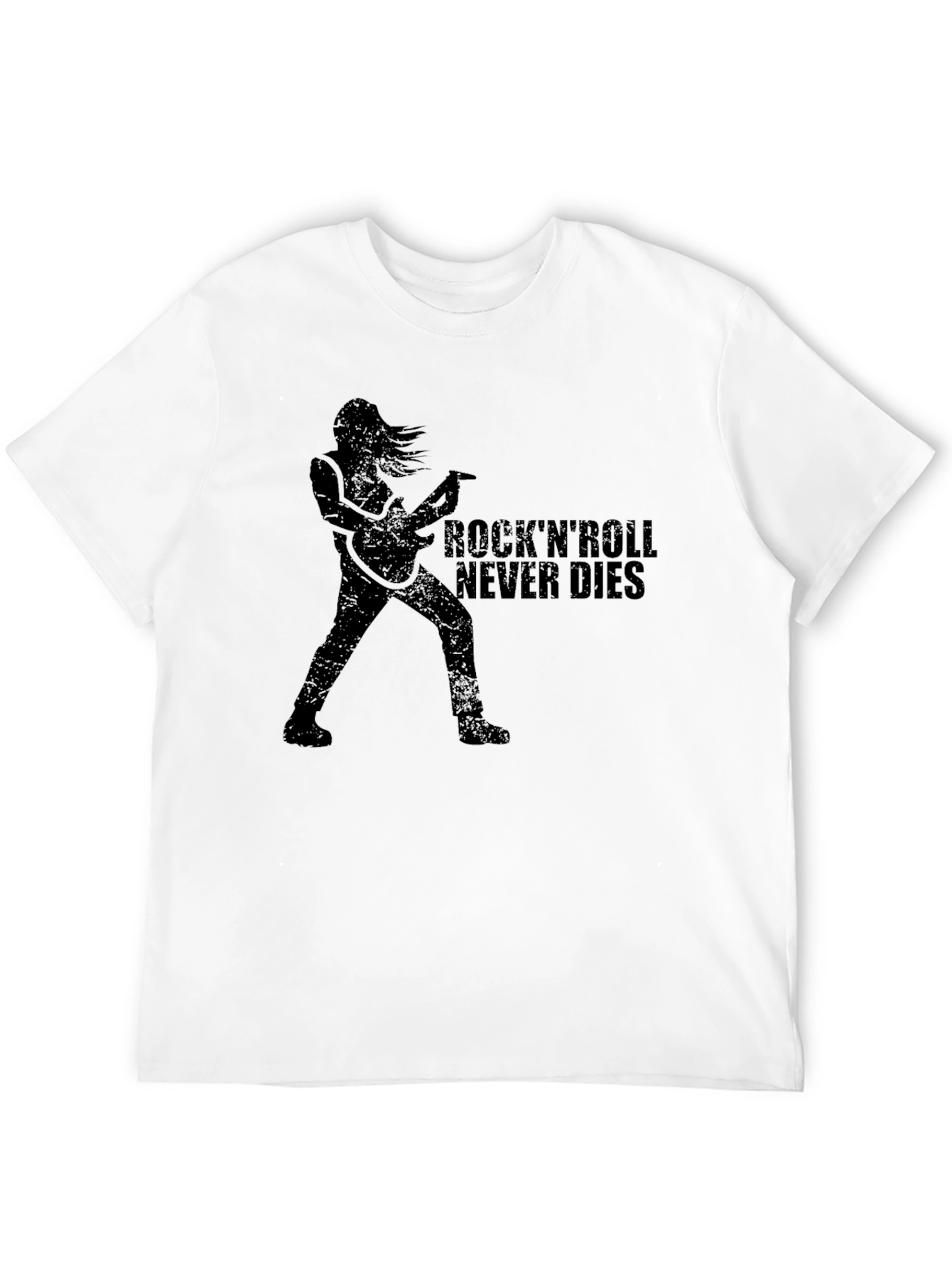 Black Rock'n'Roll Never Dies T-Shirt - Black Graphic Tee view 12
