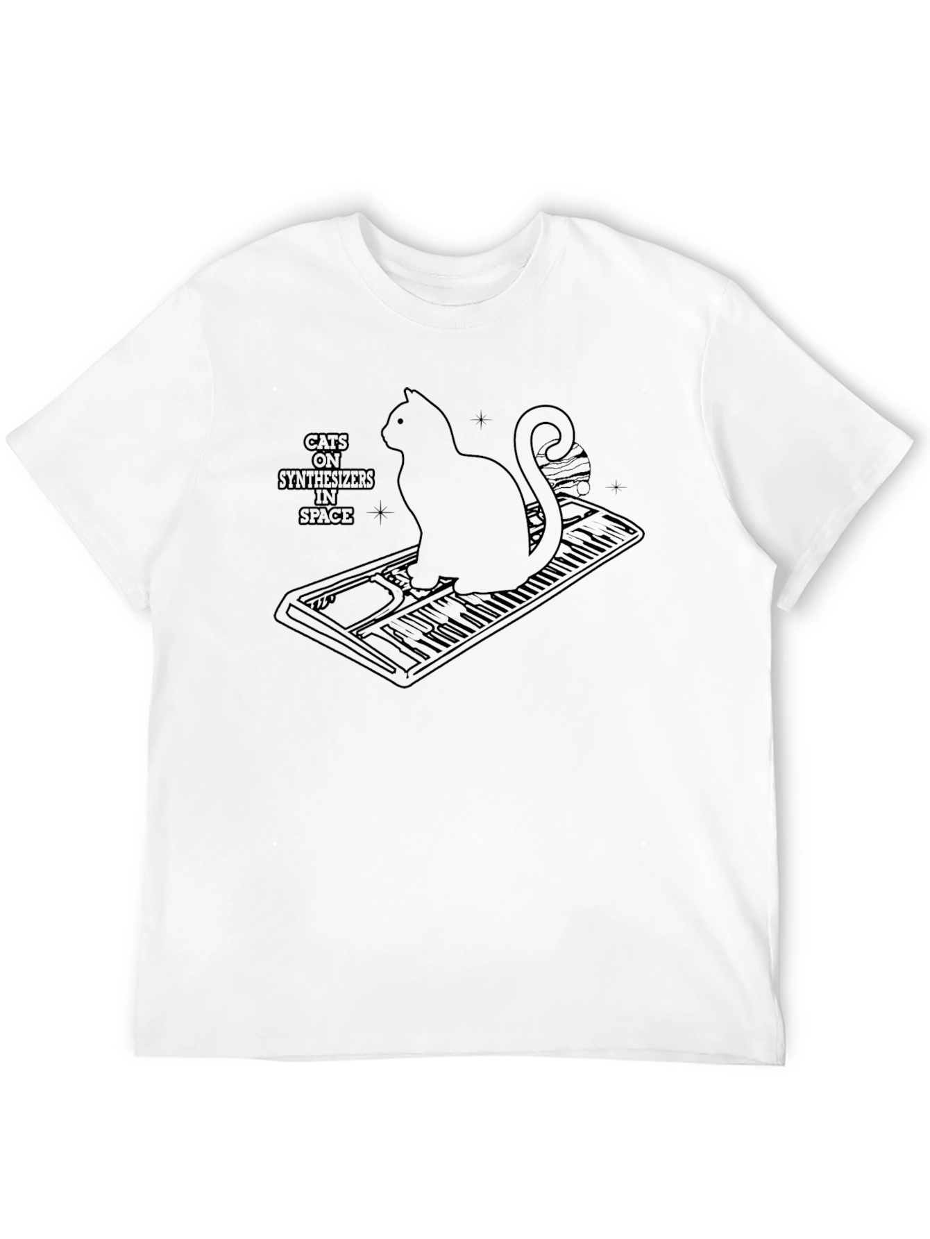 Black Cats On Synthesizers In Space T-Shirt view 12