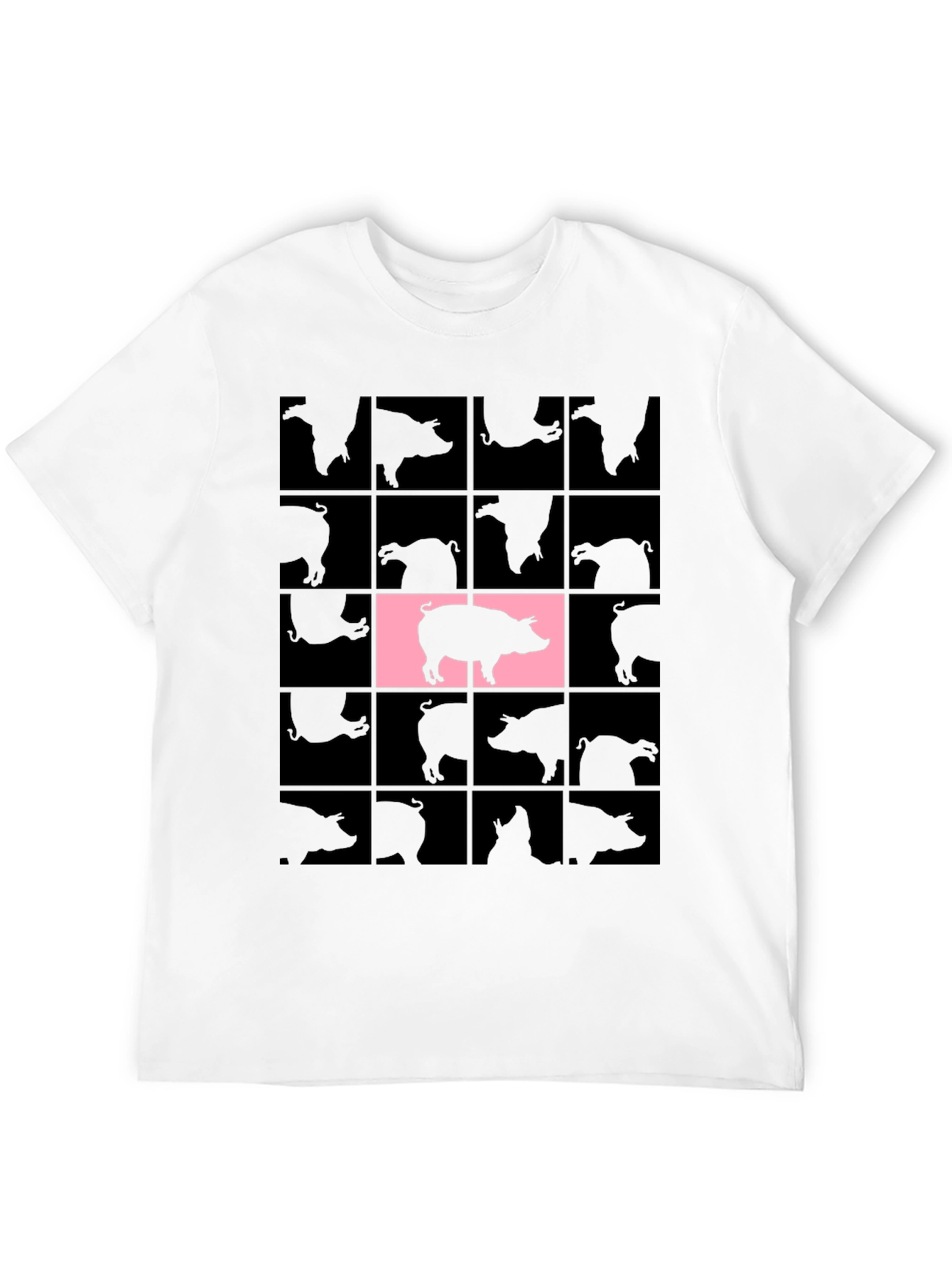 Black Pig Grid T-Shirt - Unique Graphic Tee view 12