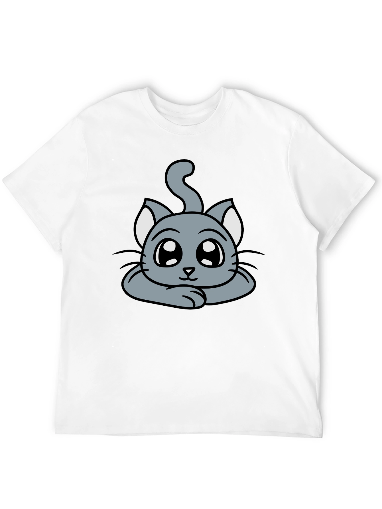 Black Cute Cartoon Cat Graphic T-Shirt - Black view 12