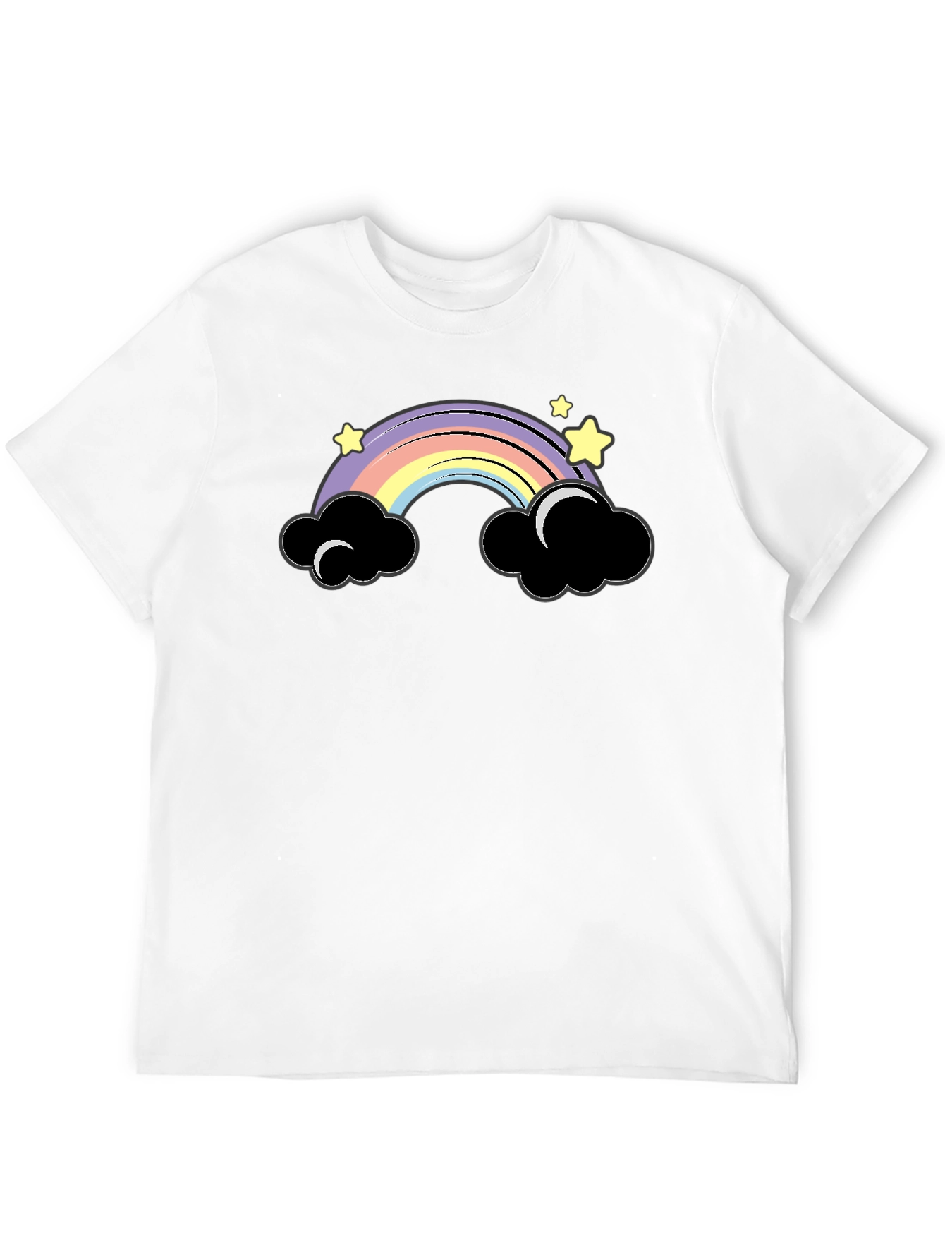 Black Rainbow Clouds Graphic Tee - Unisex Black T-Shirt view 12