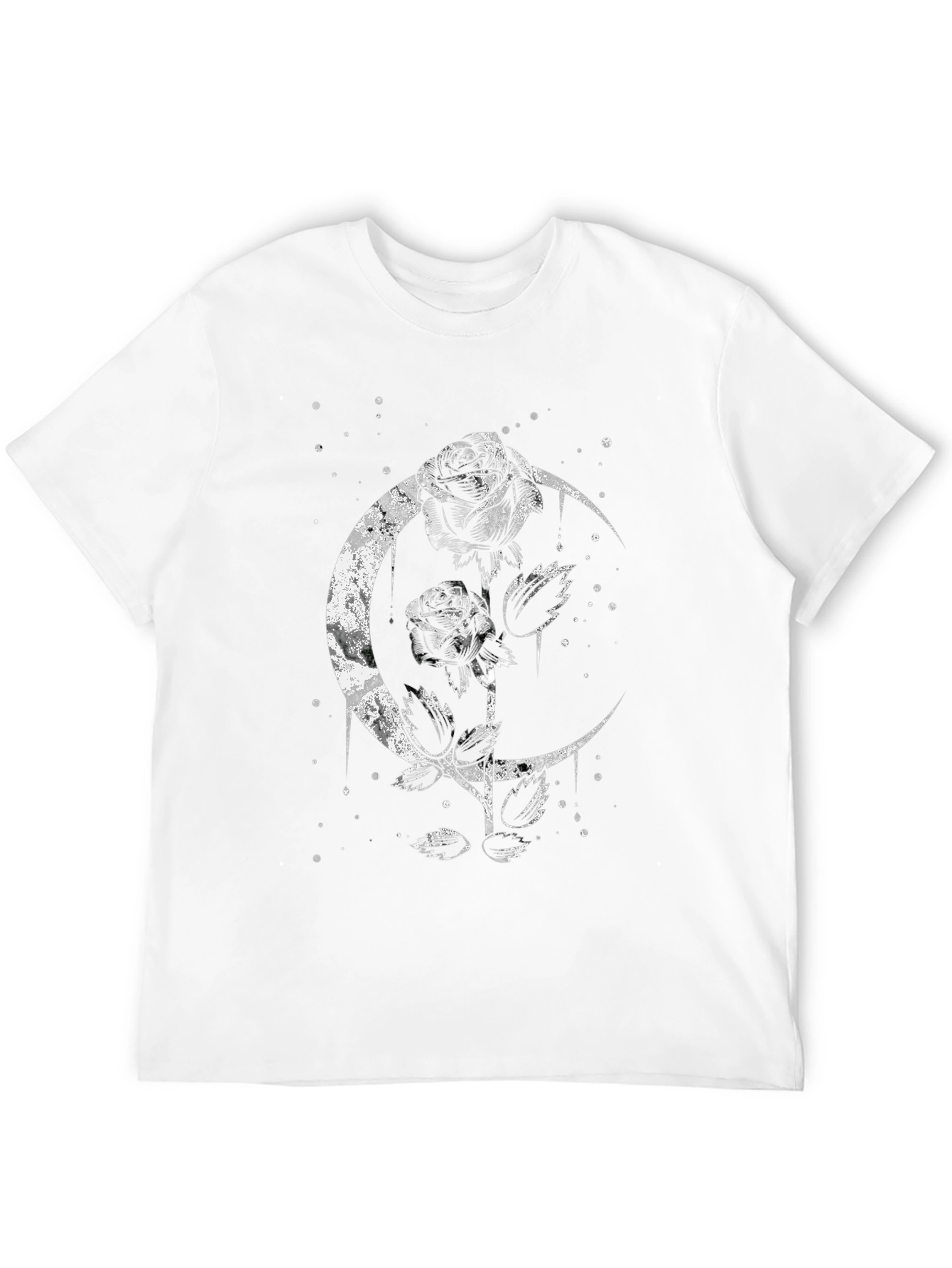 Black Gothic Rose & Moon Graphic Tee view 12