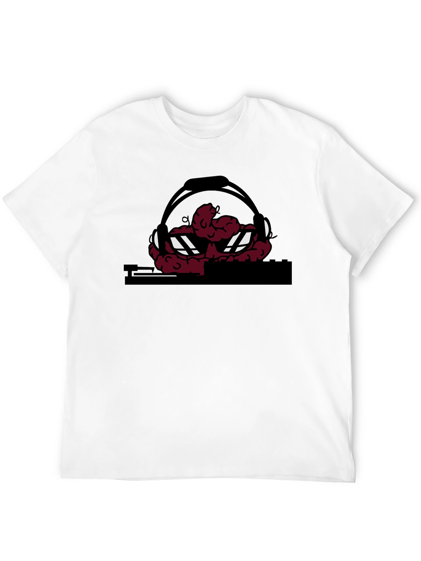 Black DJ Brain Graphic T-Shirt - Unique Design view 12