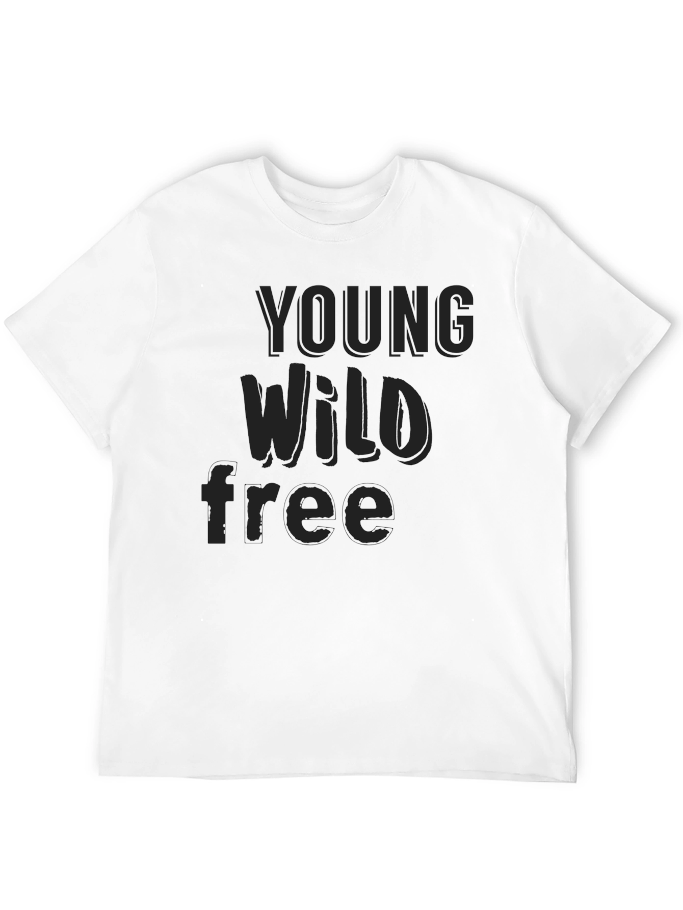 Black Young Wild Free Graphic Tee - Modern Black T-Shirt view 12