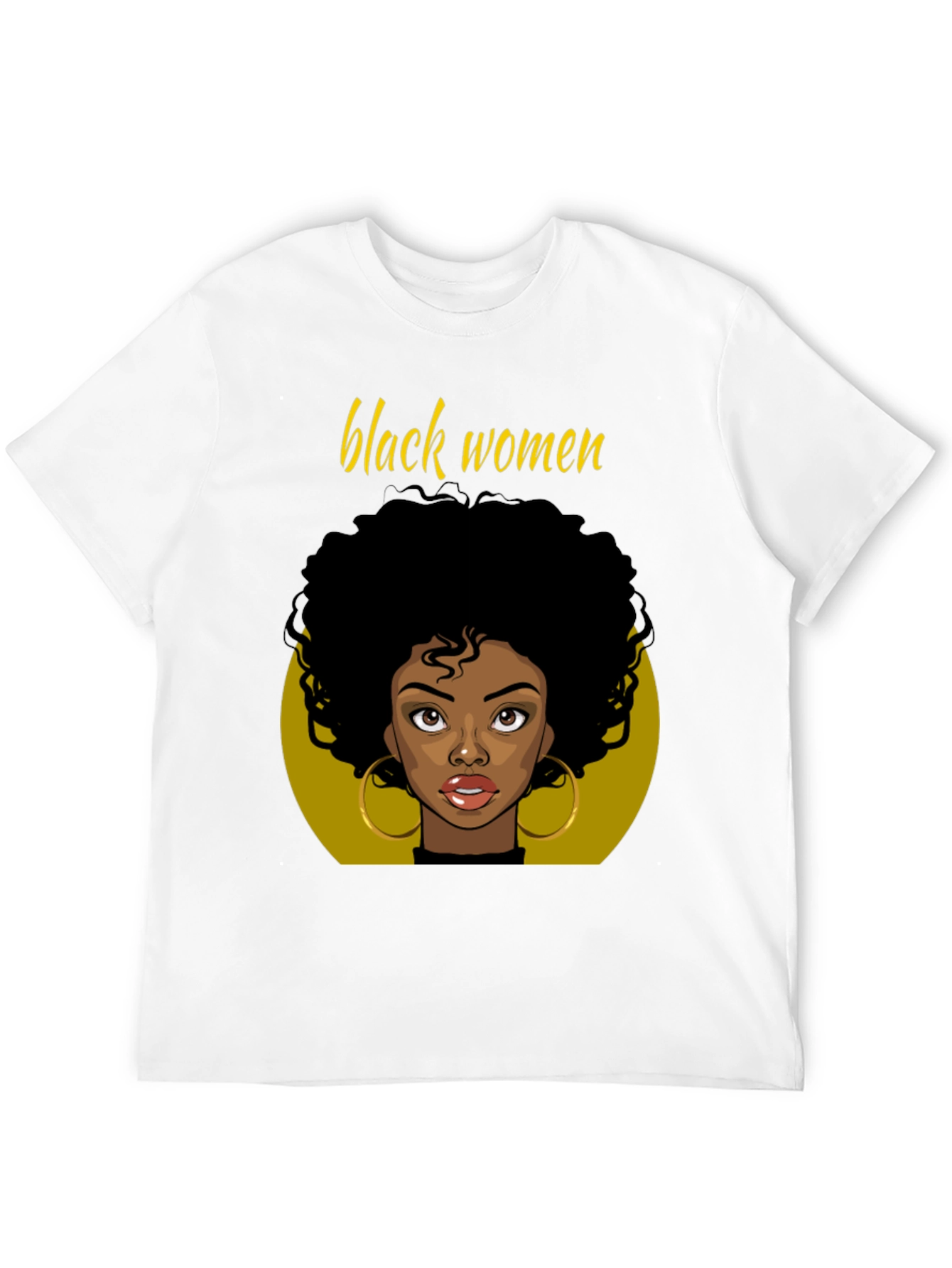 Black Black Women Graphic Tee - Afro Hair, Gold Earrings view 12