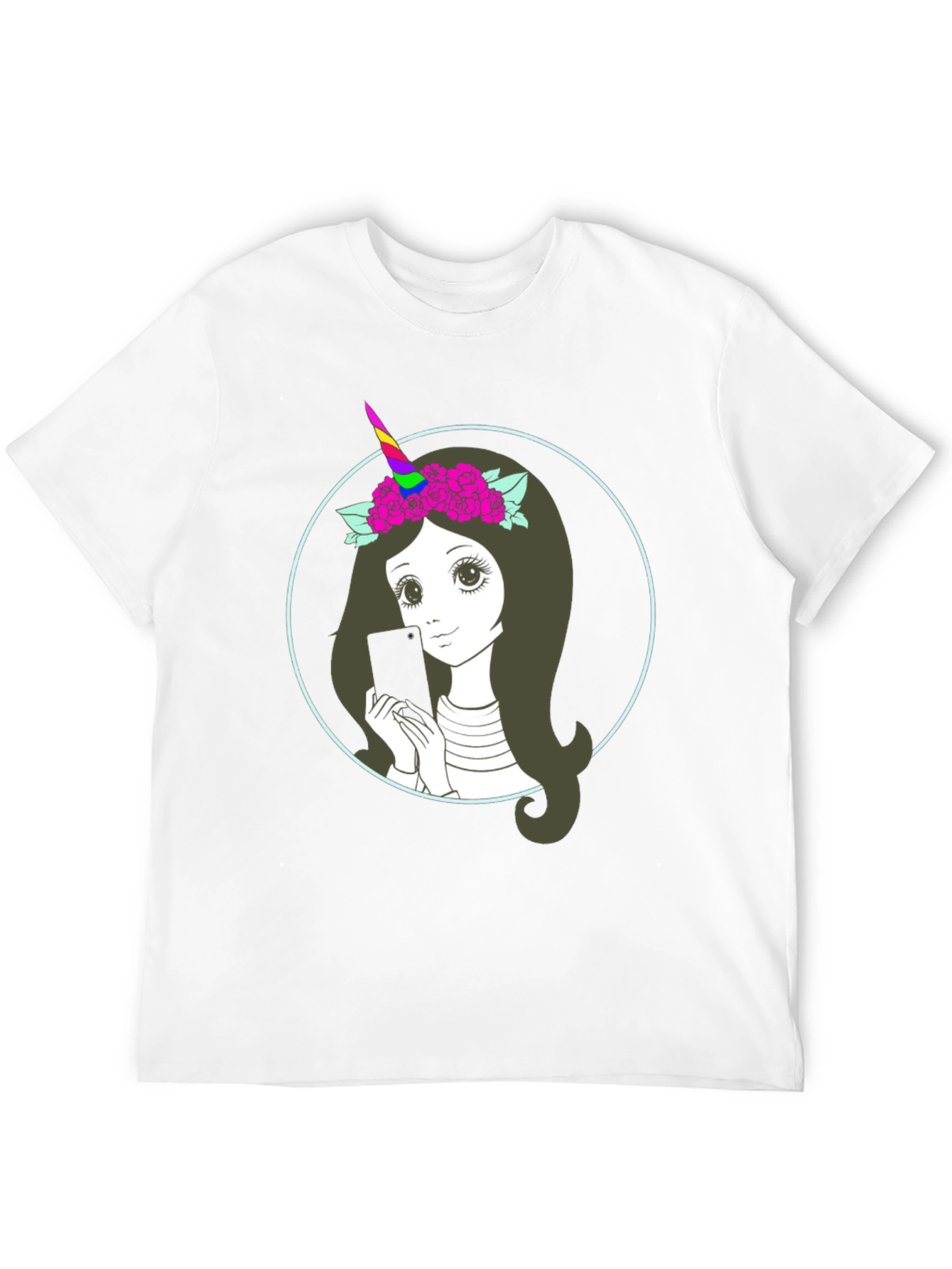 Black Unicorn Girl Graphic Tee - Black Cotton Blend view 12
