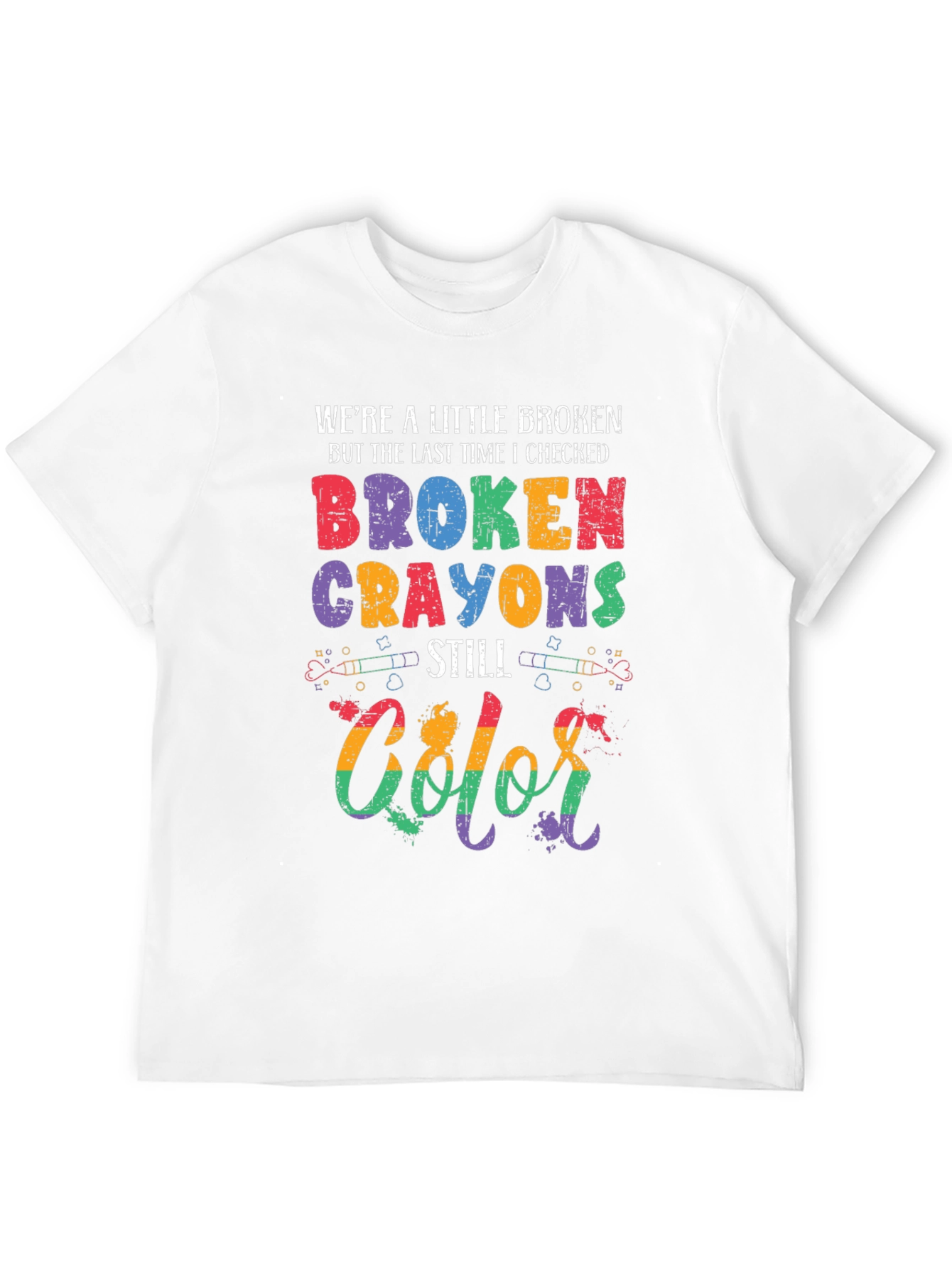 Black Broken Crayons Still Color Graphic T-Shirt view 12