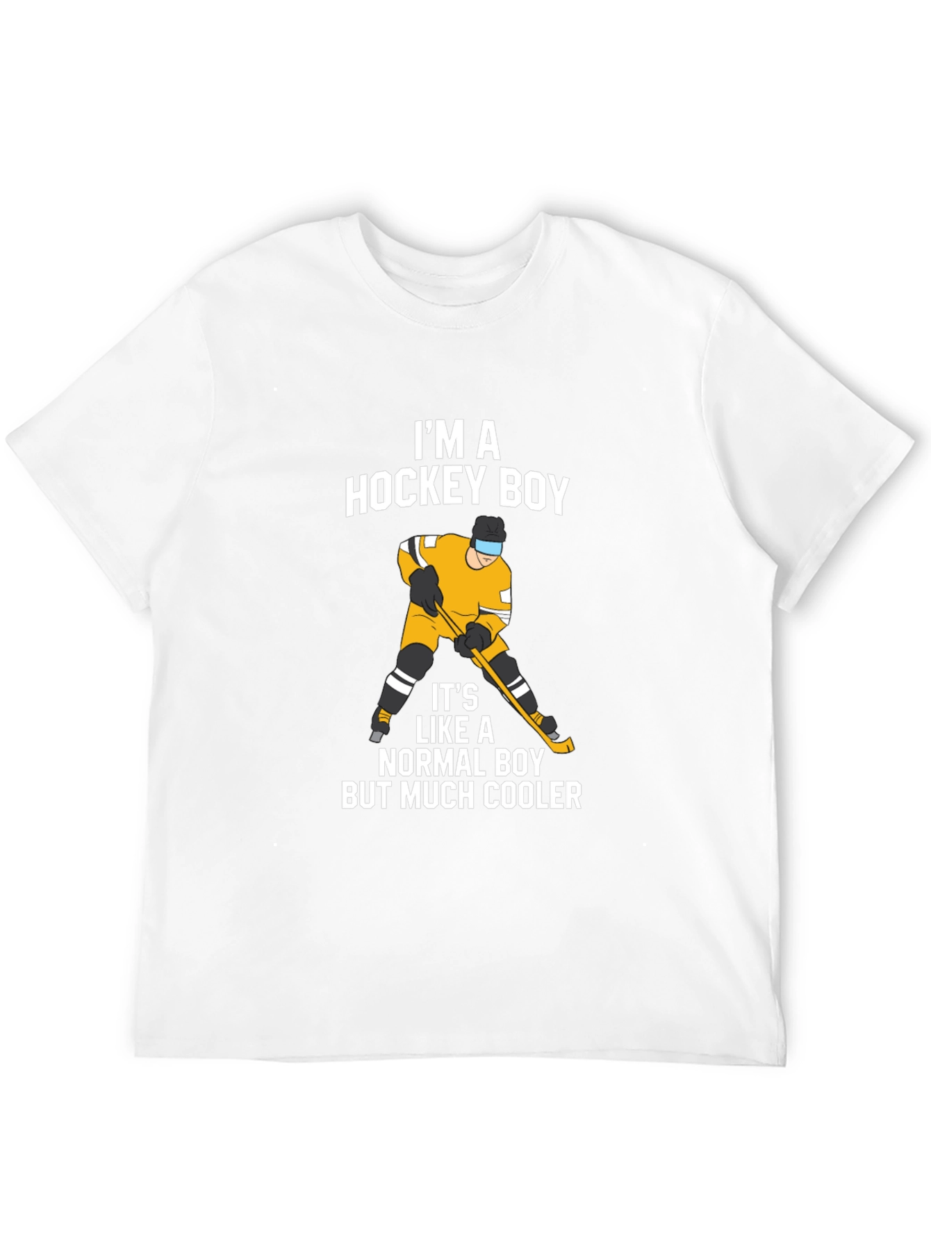 Black I'm A Hockey Boy T-Shirt - Black Cotton Tee view 12