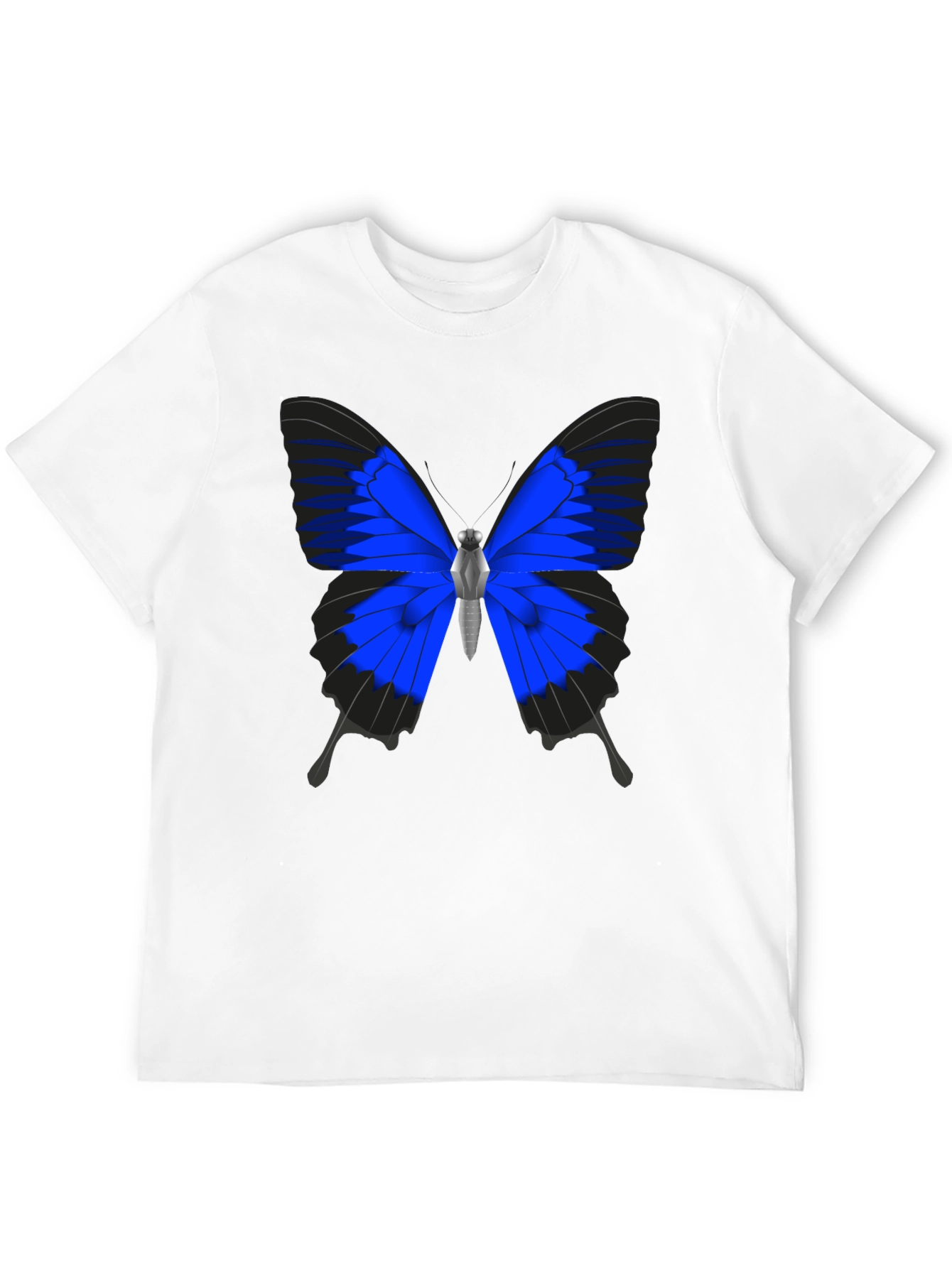 Black Blue Butterfly Graphic Black T-Shirt view 12