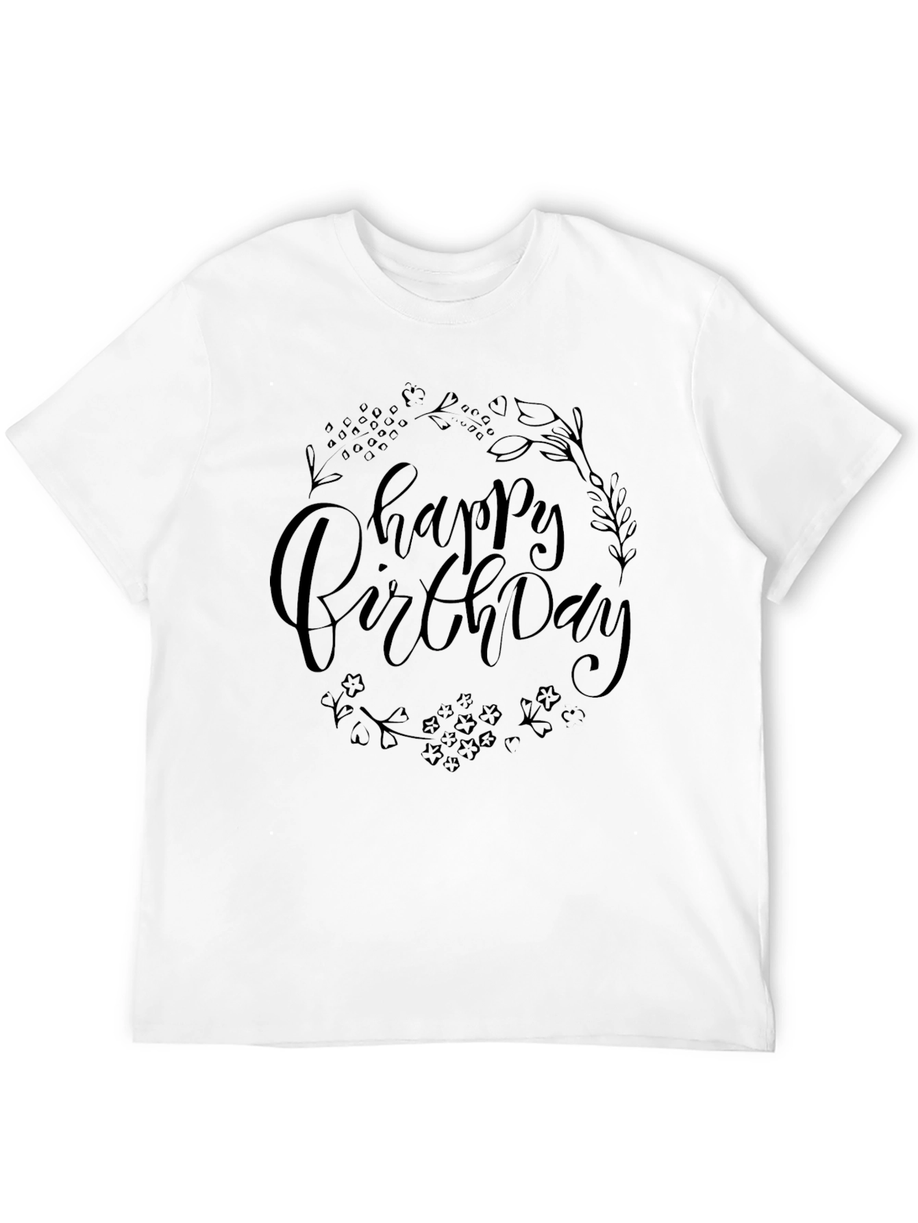 Black Happy Birthday Graphic Print Black T-Shirt view 12
