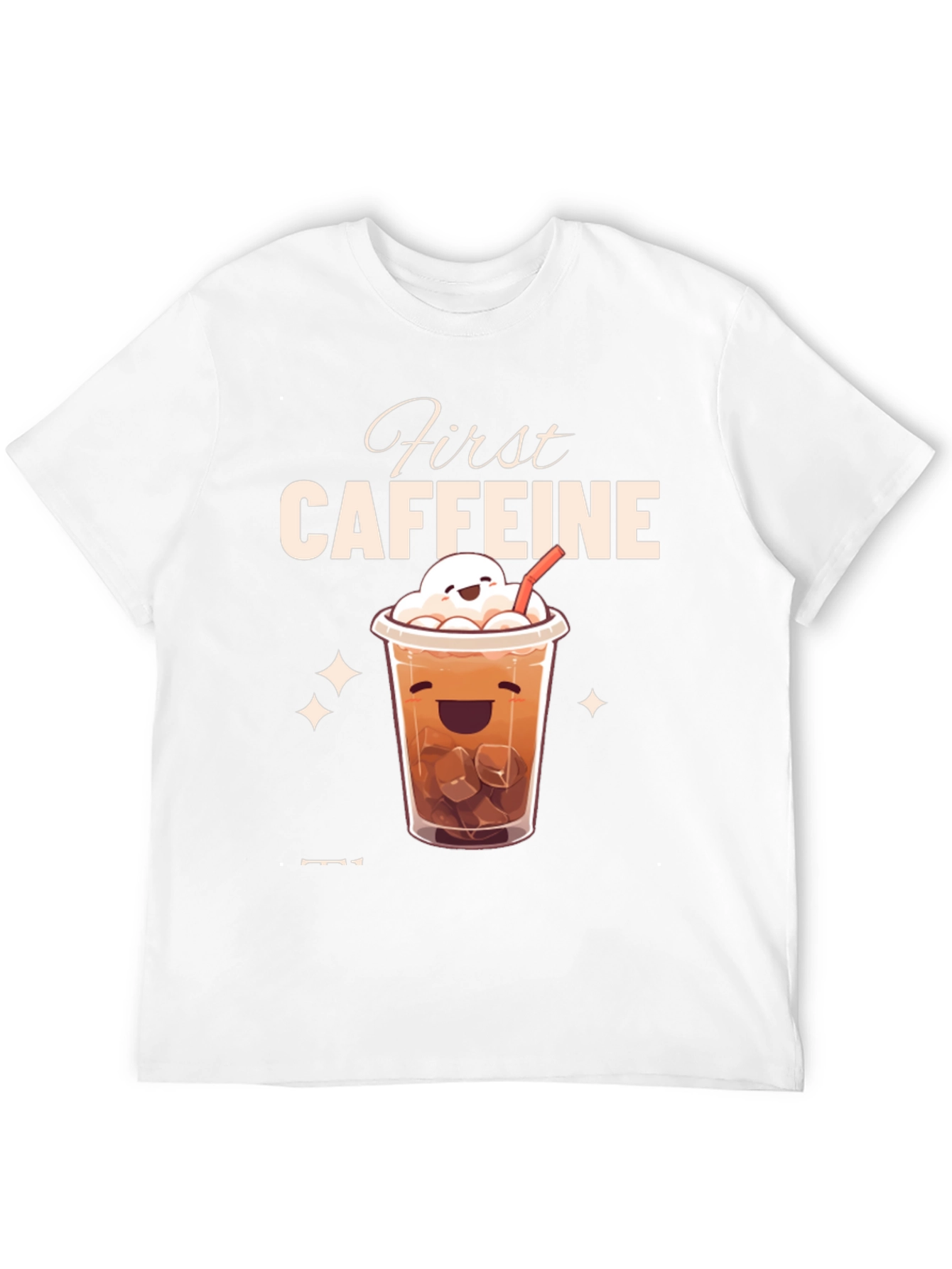 Black First Caffeine Kawaii Iced Coffee T-Shirt view 12