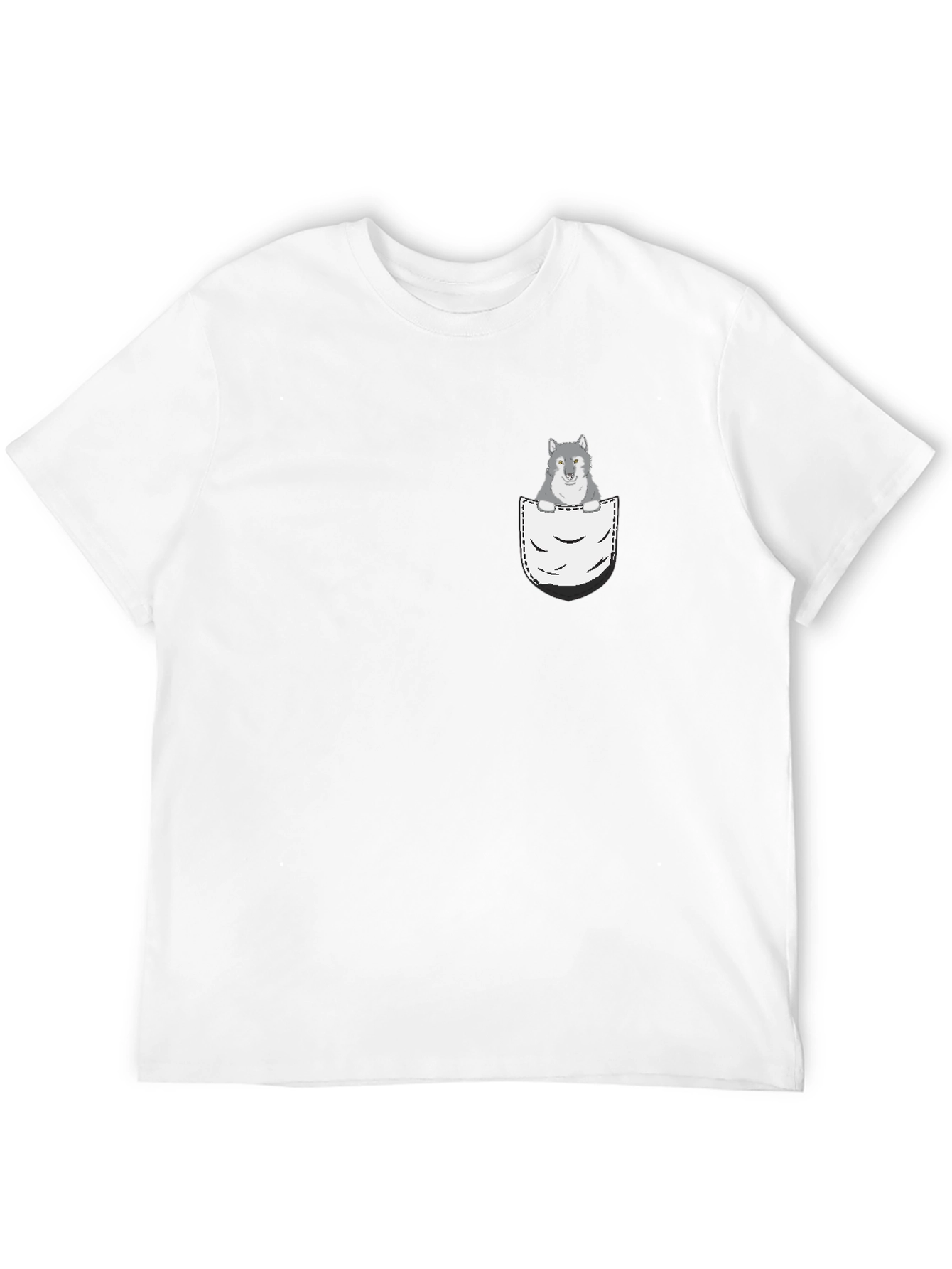 Black Wolf in Pocket Graphic Tee - Cool Animal Design view 12