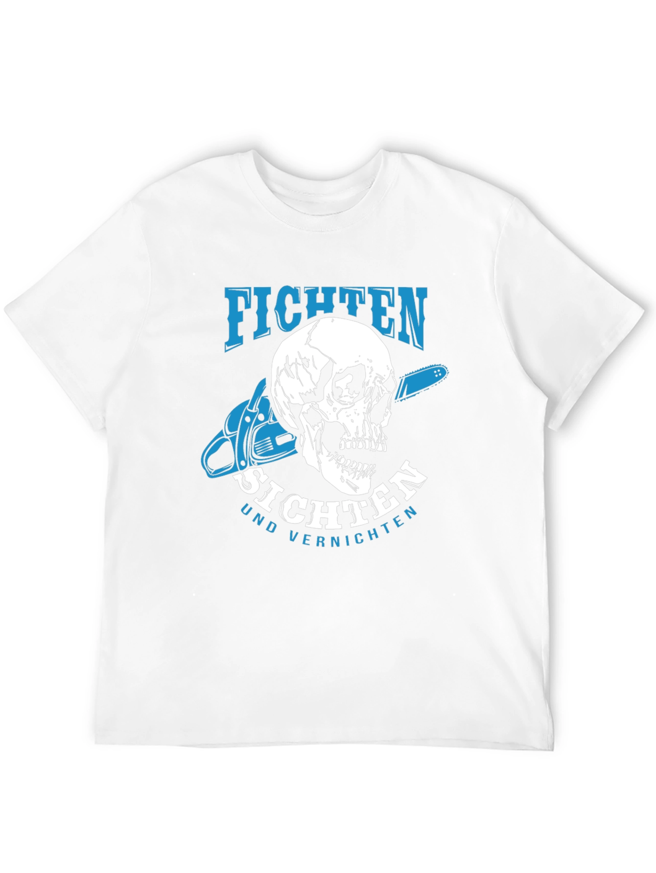 Black Fichten T-Shirt - Skull & Chainsaw Design view 12