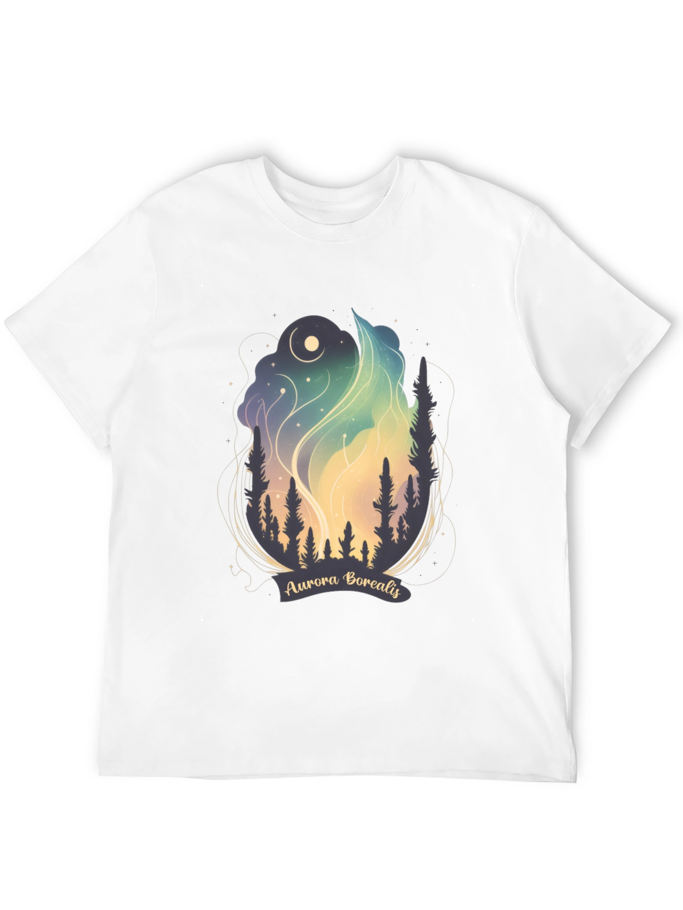 Black Aurora Borealis Graphic Tee - Night Sky T-Shirt view 12