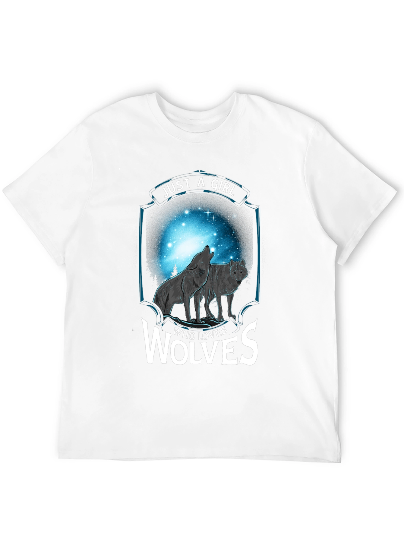 Black Just a Girl Who Loves Wolves T-Shirt view 12