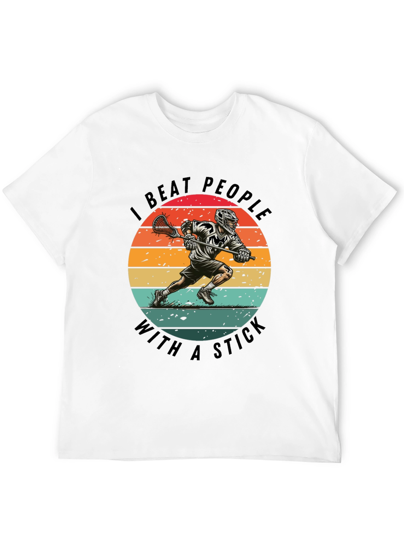 Black Lacrosse T-Shirt - I Beat People With A Stick view 12