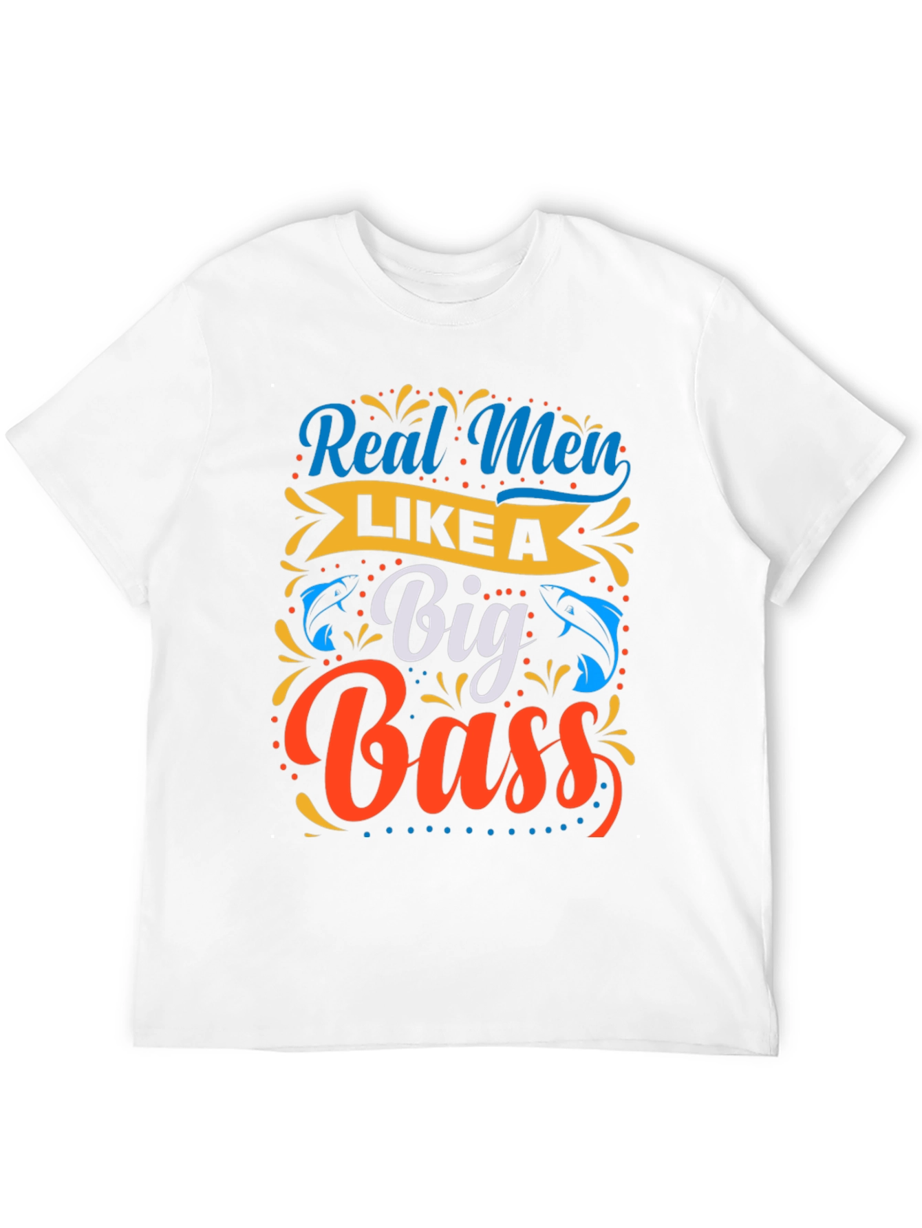 Black Real Men Like a Big Bass Fishing T-Shirt view 12