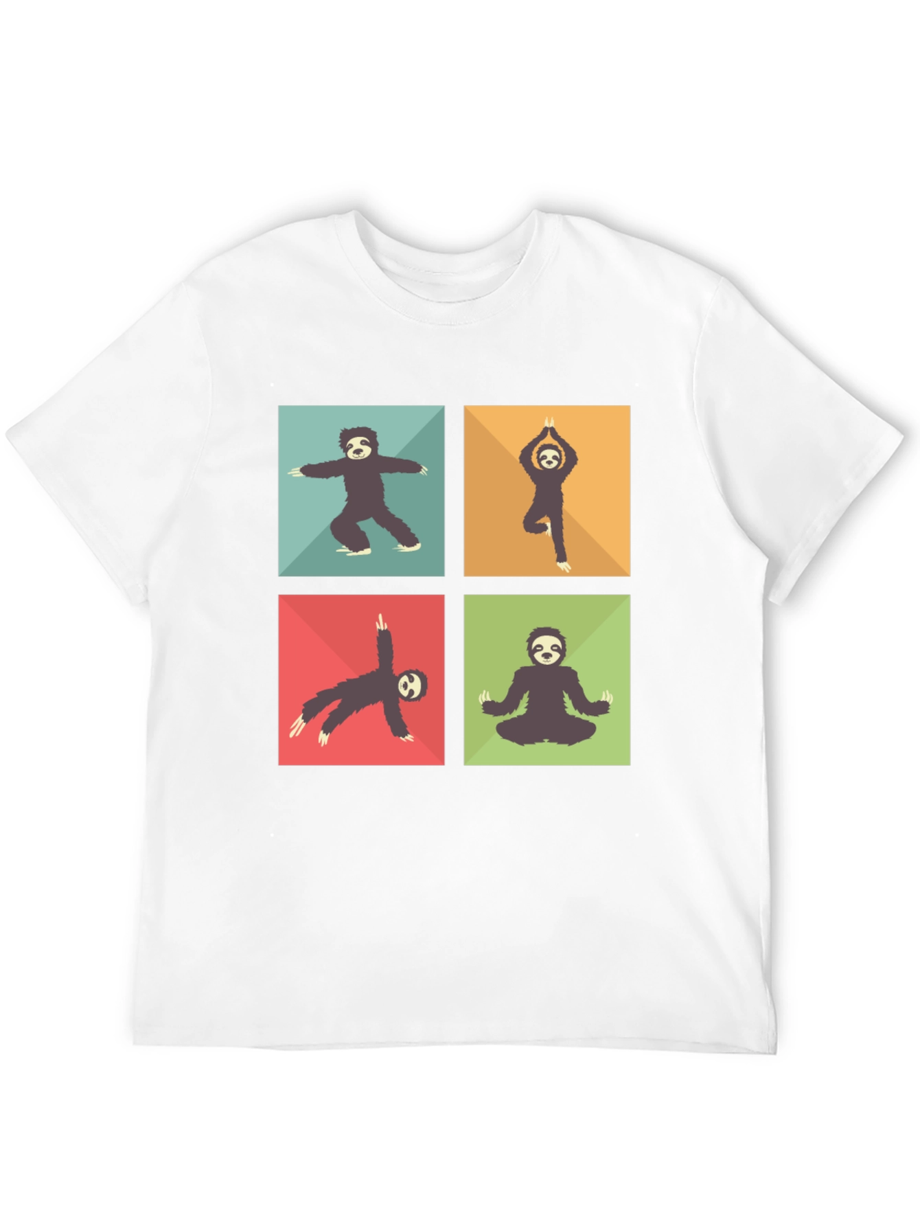 Black Sloth Yoga Poses T-Shirt Black Cotton Blend view 12