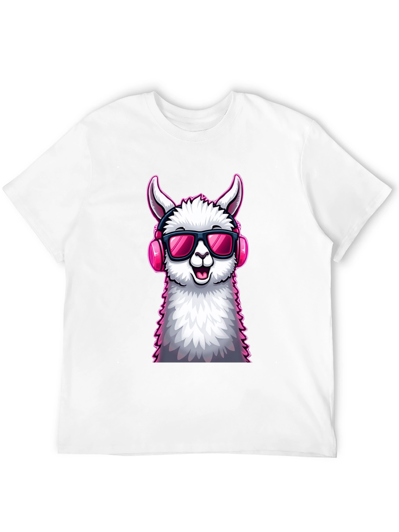 Black Cool Llama Graphic Tee - Black Cotton T-Shirt view 12