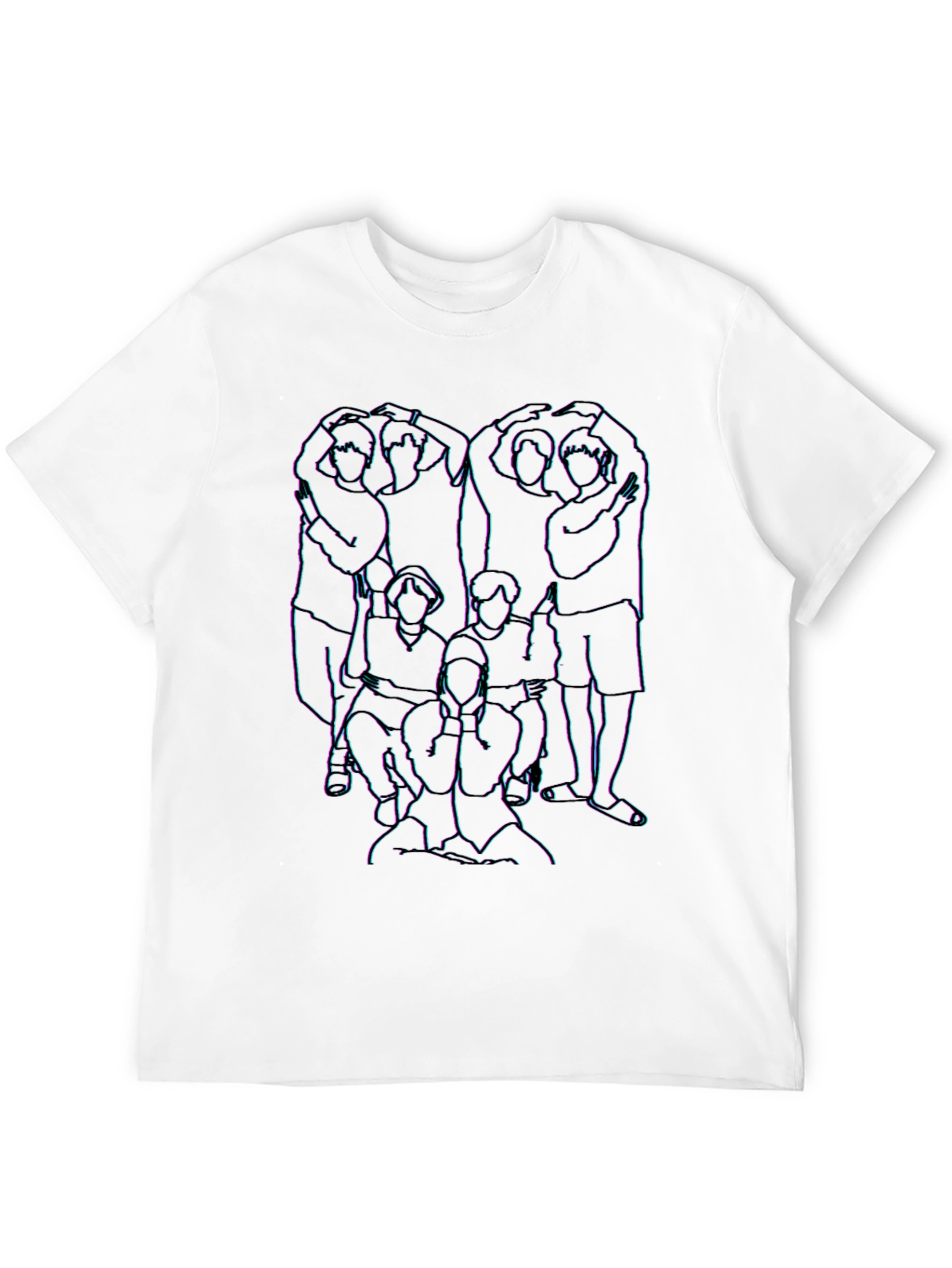 Black Abstract Line Art Graphic Print Crew Neck T-Shirt view 12