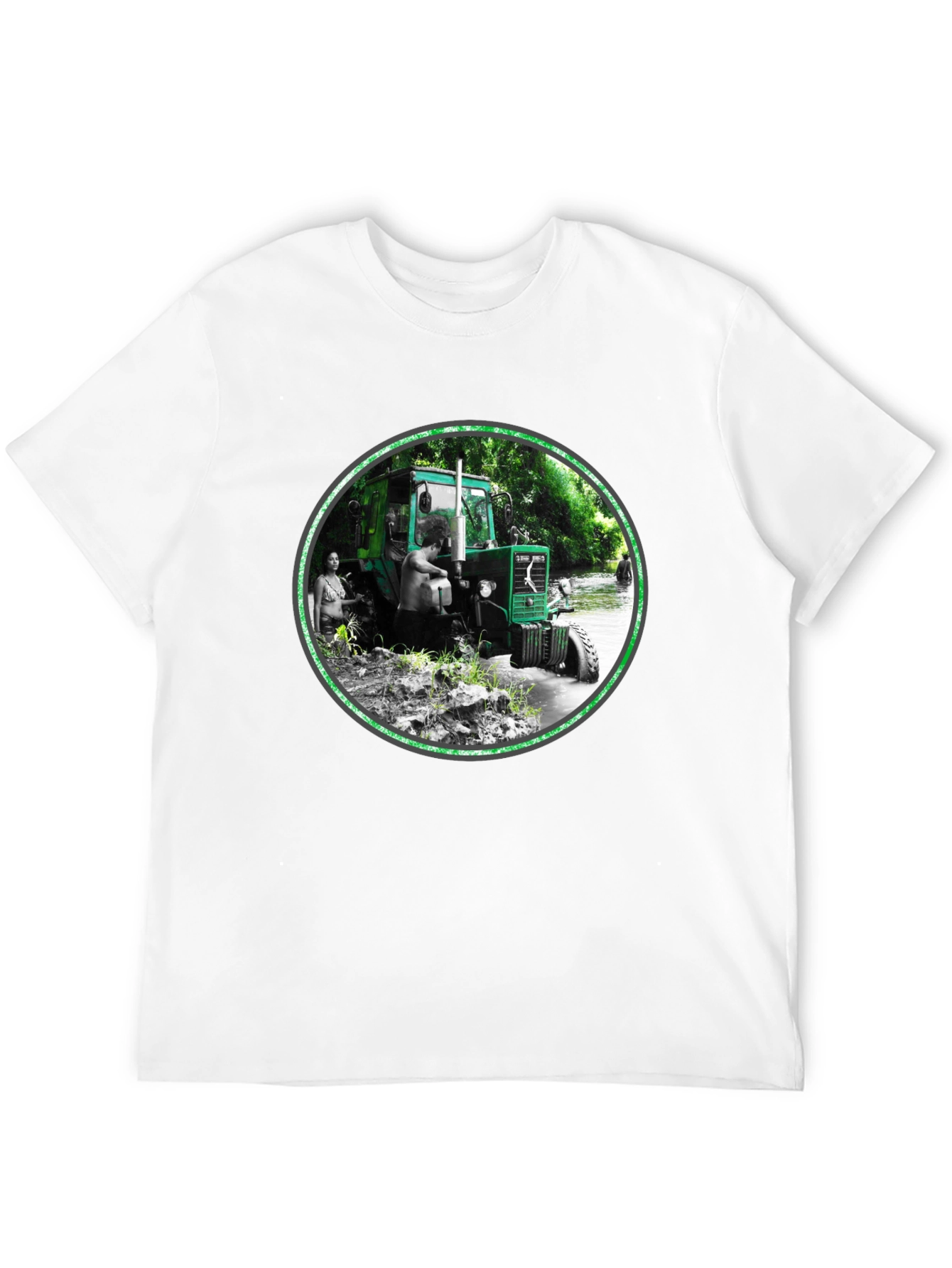 Black Tractor Scene Graphic Tee - Men's Black T-Shirt view 12