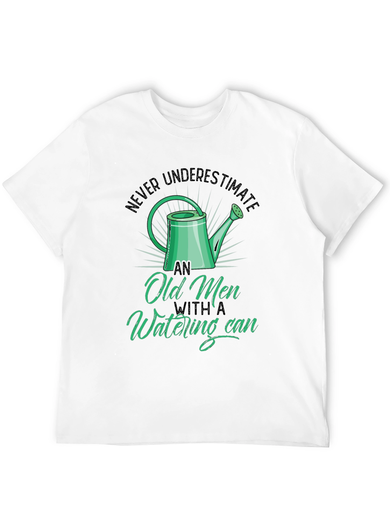 Black Old Men Watering Can T-Shirt - Funny Gardening Tee view 12