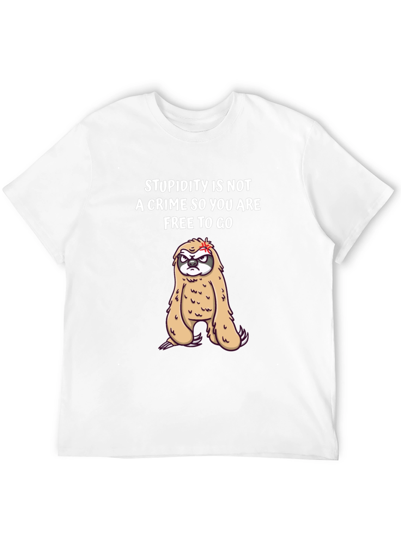 Black Funny Sloth T-Shirt: Stupidity Is Not A Crime Tee view 12