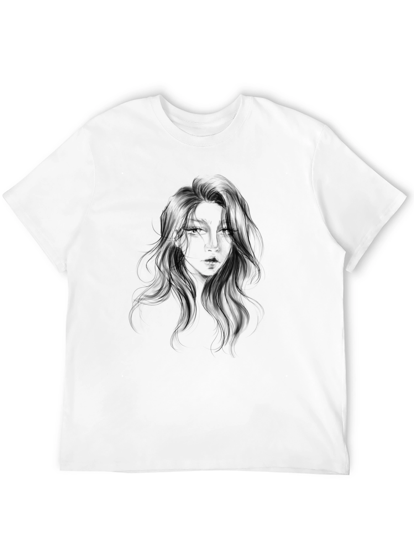 Black Graphic Tee - Woman Portrait Design - 12