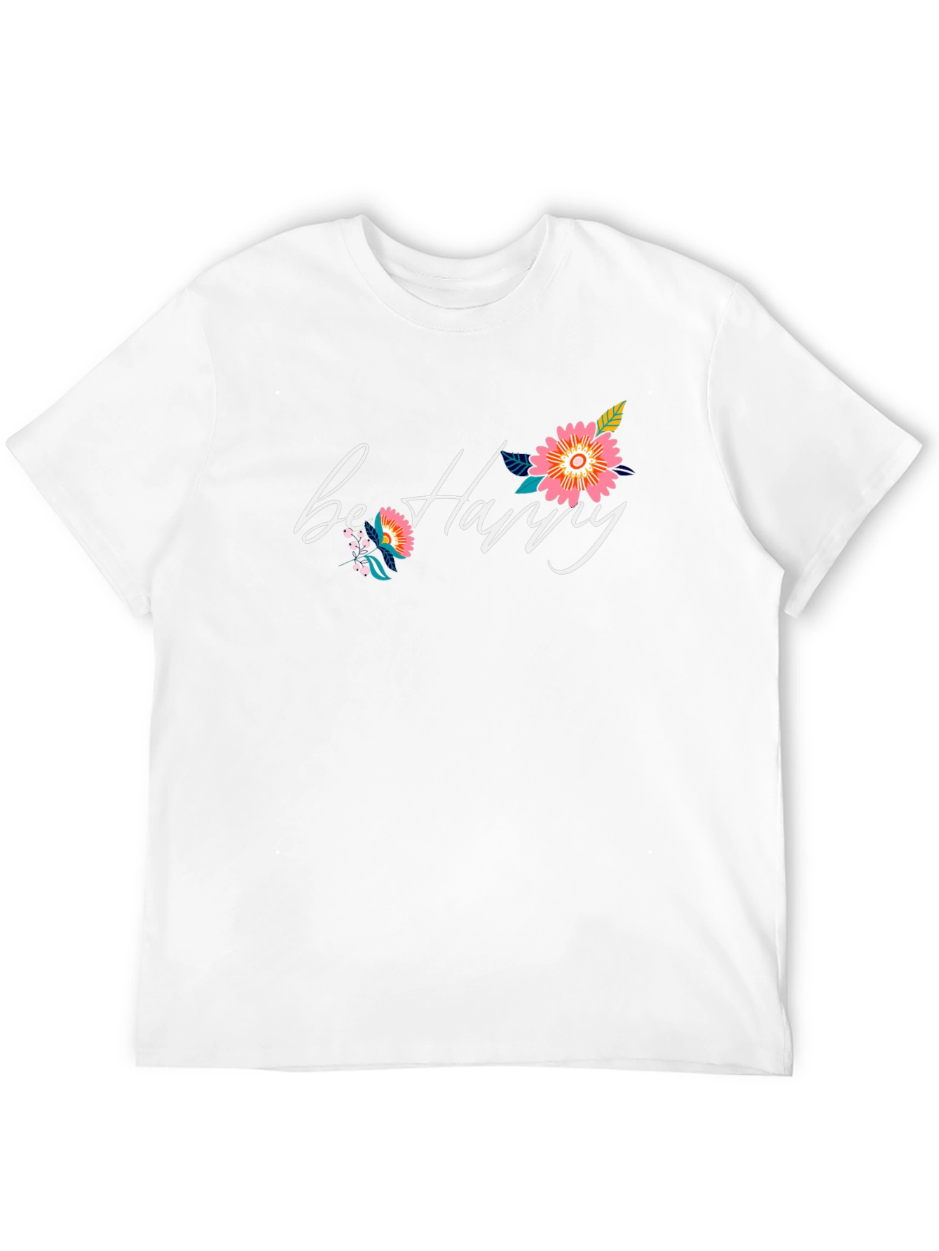 Black Be Happy Floral Graphic Black T-Shirt view 12