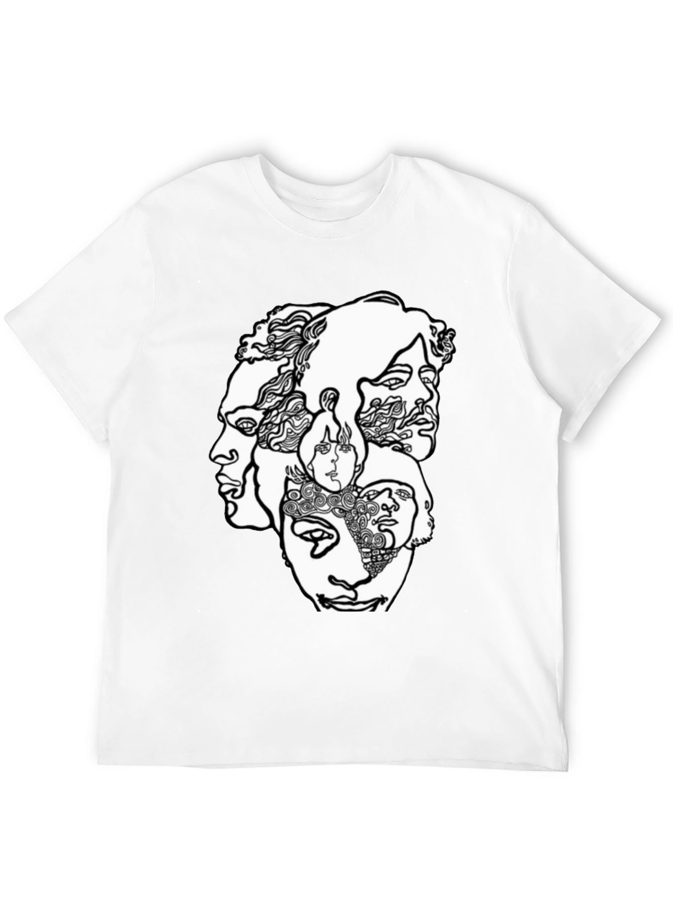 Black Abstract Faces Graphic T-Shirt - Unisex Crew Neck view 12
