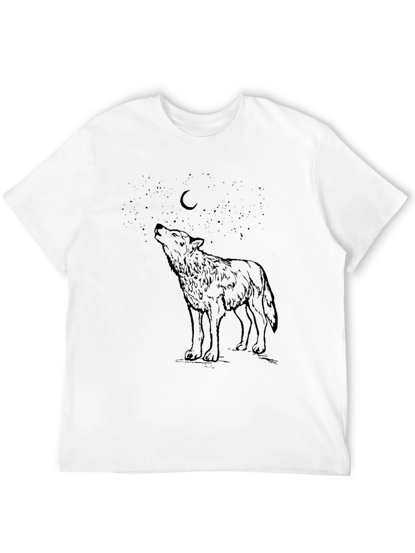 Black Wolf Howling at Moon Graphic T-Shirt view 12