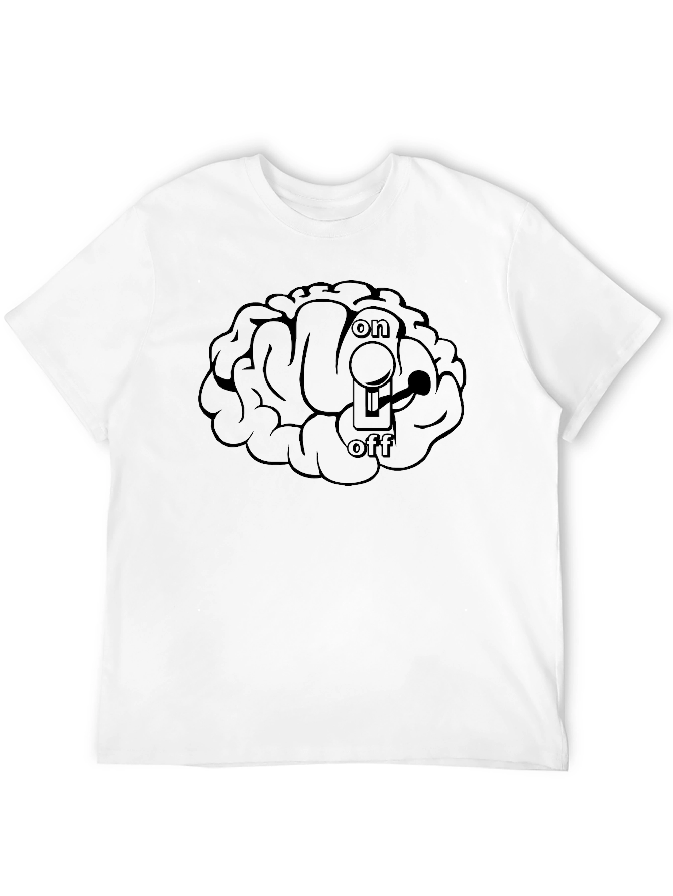 Black Brain On/Off Switch Graphic Black T-Shirt view 12