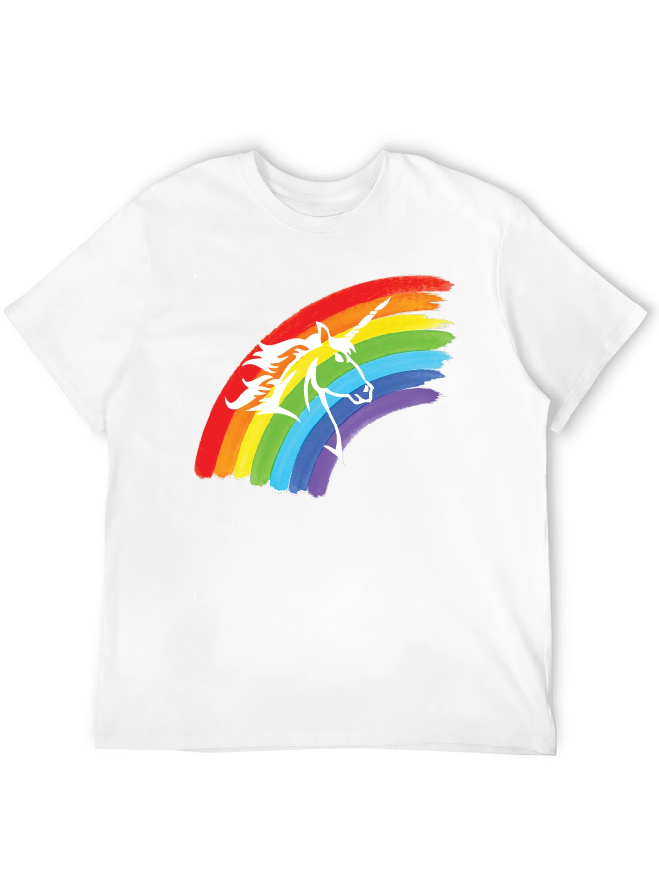Black Rainbow Unicorn Graphic Tee - Black Cotton T-Shirt view 12