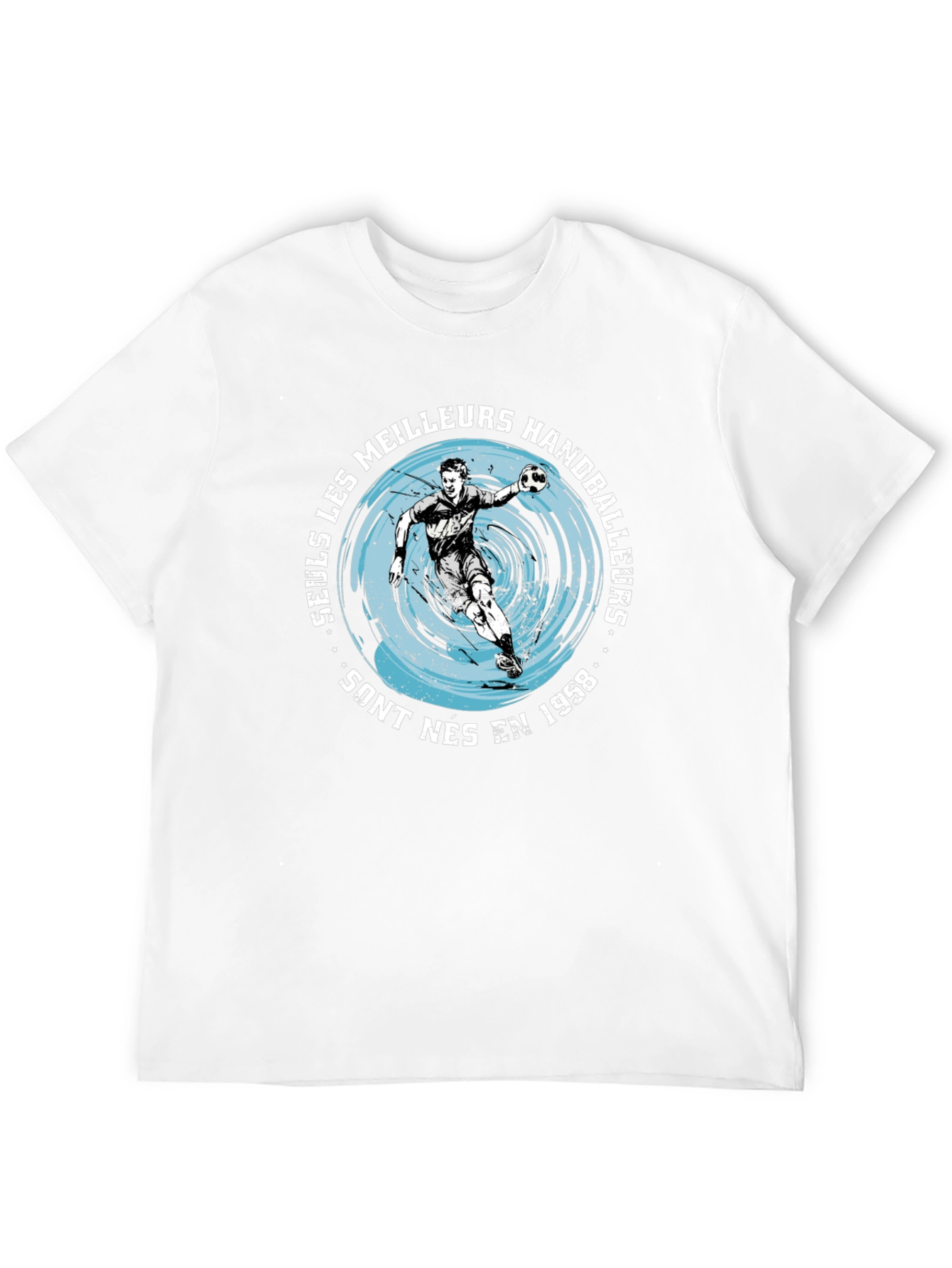 Black Handball Player Graphic T-Shirt - Born in 1958 view 12