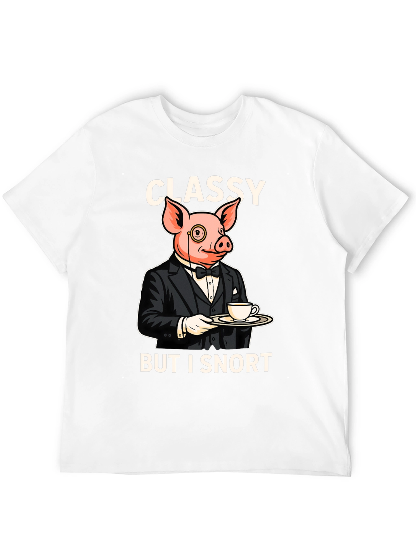 Black Classy But I Snort Pig T-Shirt view 12