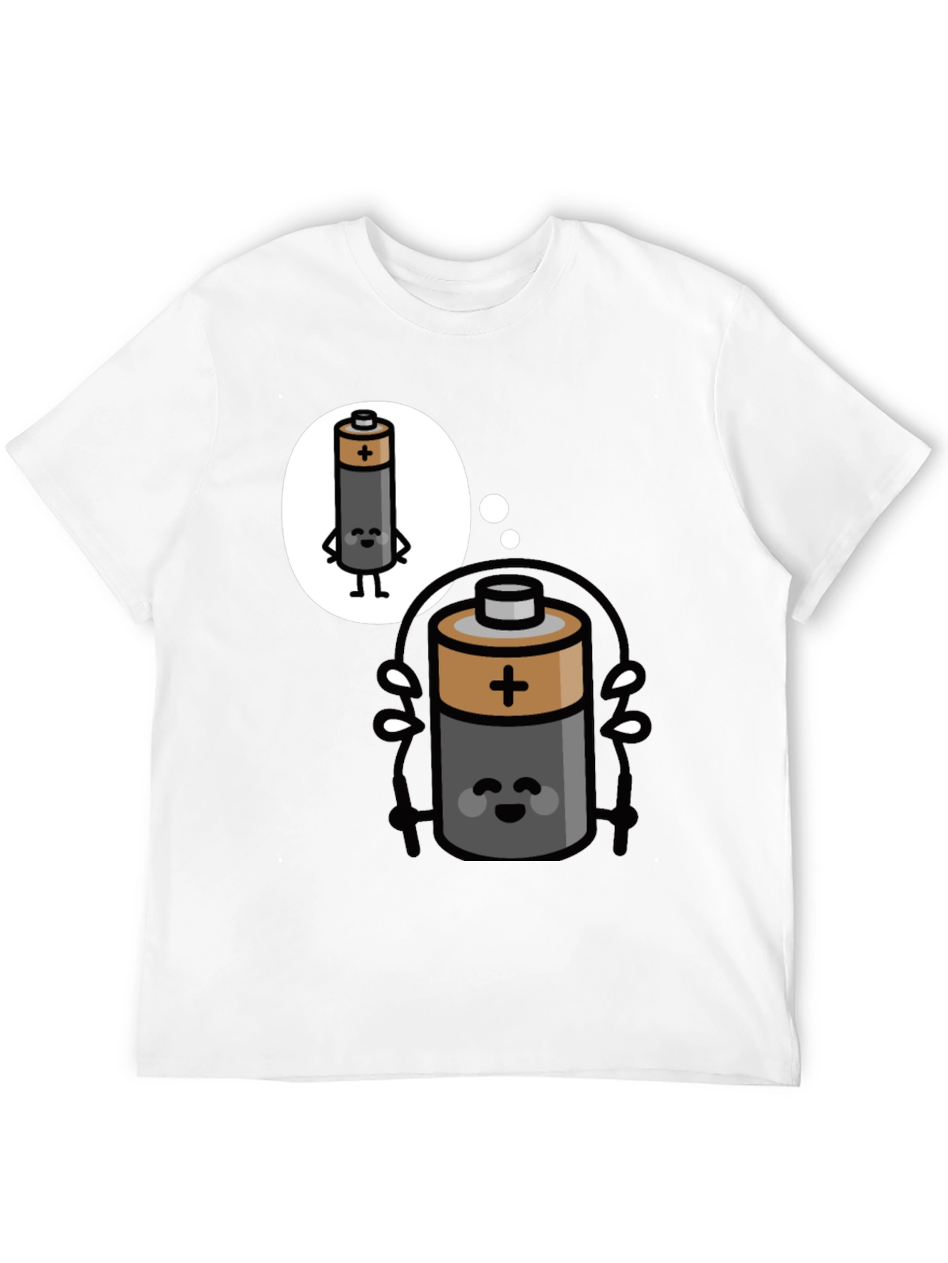 Black Funny Battery Cartoon T-Shirt - Energy Humor Tee view 12
